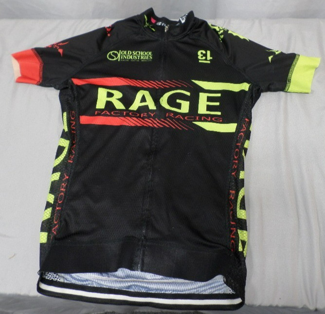 EUC CLEAN DESIGNER RAGE CYCLING FULL ZIP BLACK JERSEY SHIRT