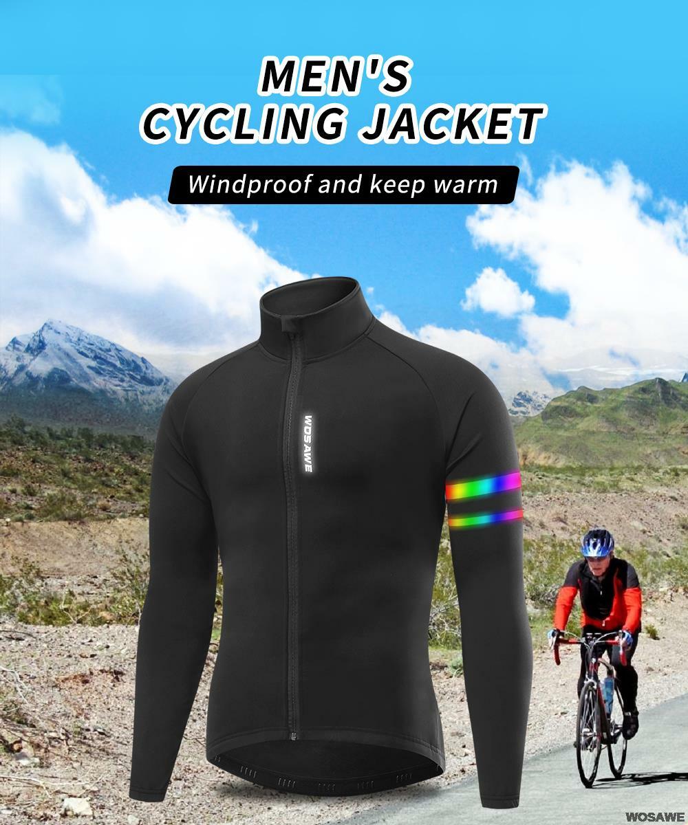 Thermal Fleece Winter Cycling Jerseys Long Sleeve Windproof Reflective Man Bike