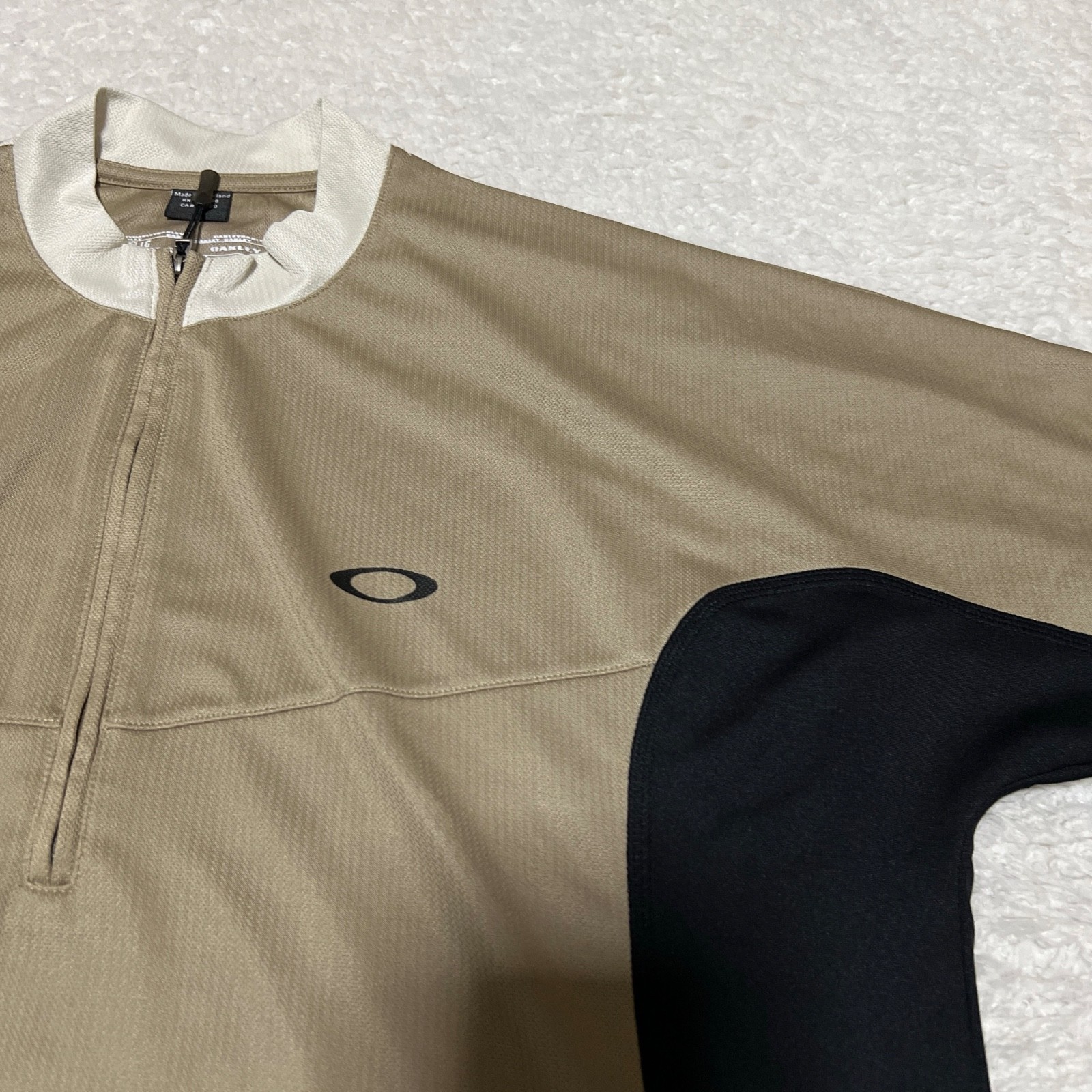 Vintage Oakley Software Cycling Jersey Mens Large Tan Half Zip Pullover Bike