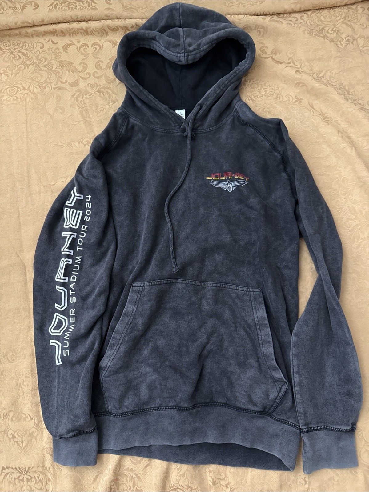 Journey Summer Stadium Tour 2024 Concert Hoodie Mens Sz S Gray 100% Cotton Rock
