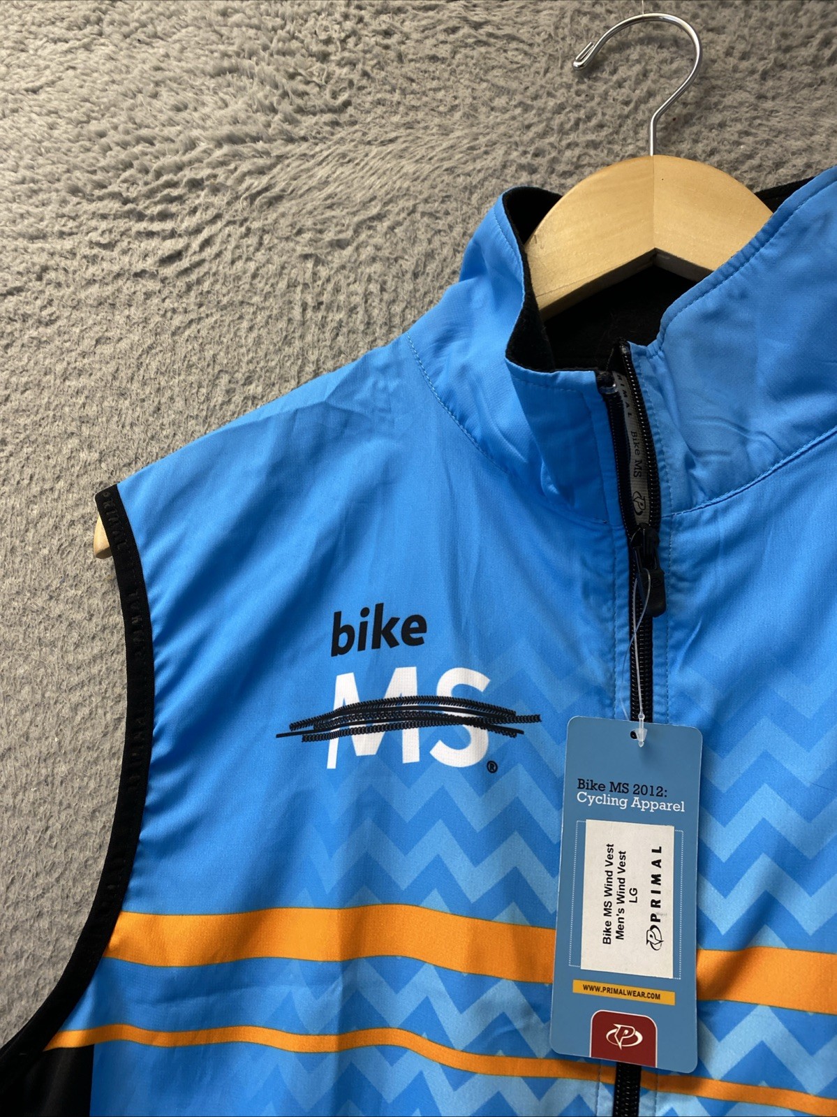 Primal Cycling Wind Vest Mens Large Blue Courage Classic Full Zip NEW/0649