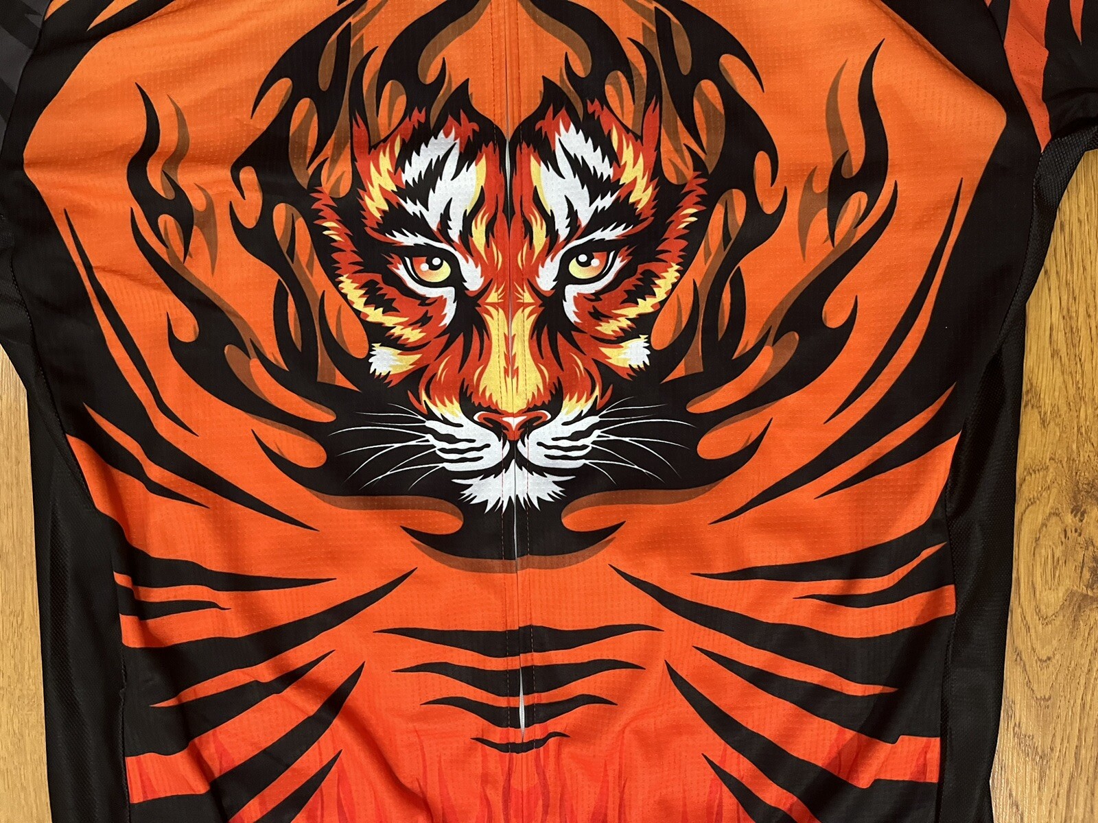 Weimostar Cycling Jersey Fire Tiger Full Zip Bike Shirt Orange Red XL