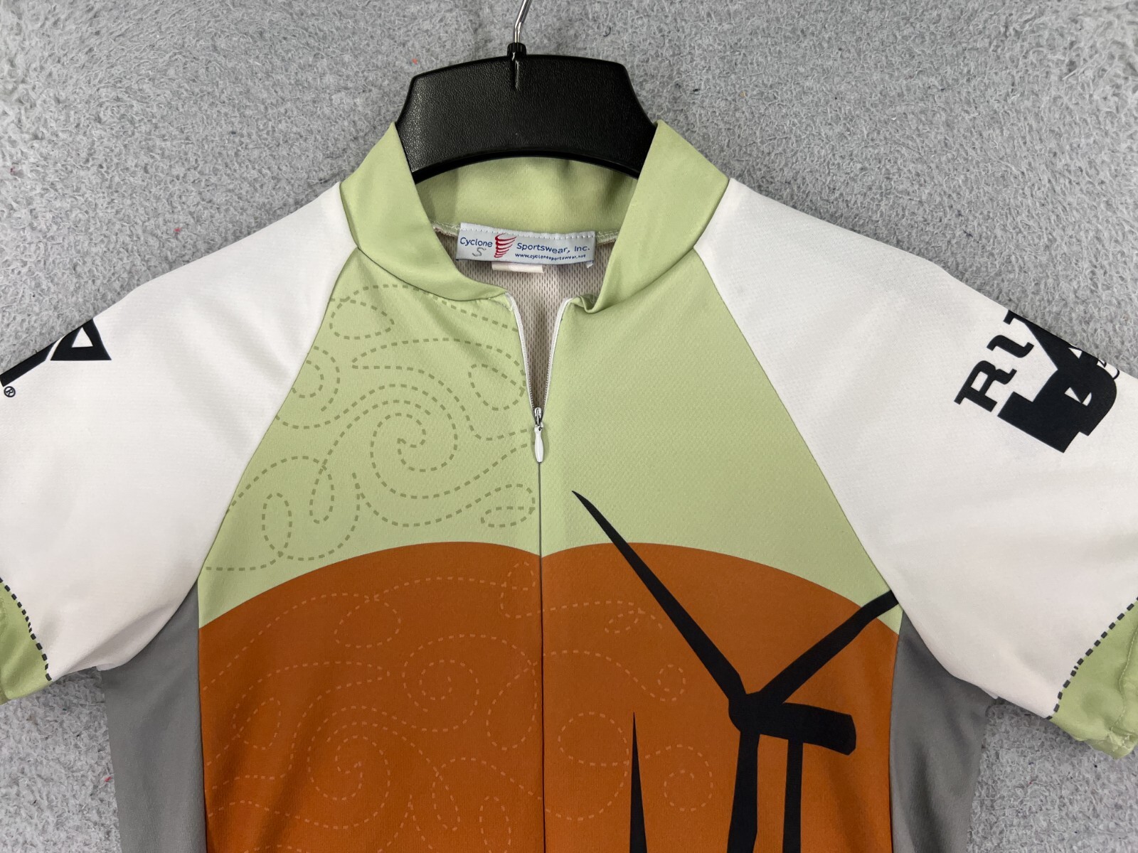 Cyclone Sportswear Cycling Jersey Women Small Green Brown Wind Farm Idaho