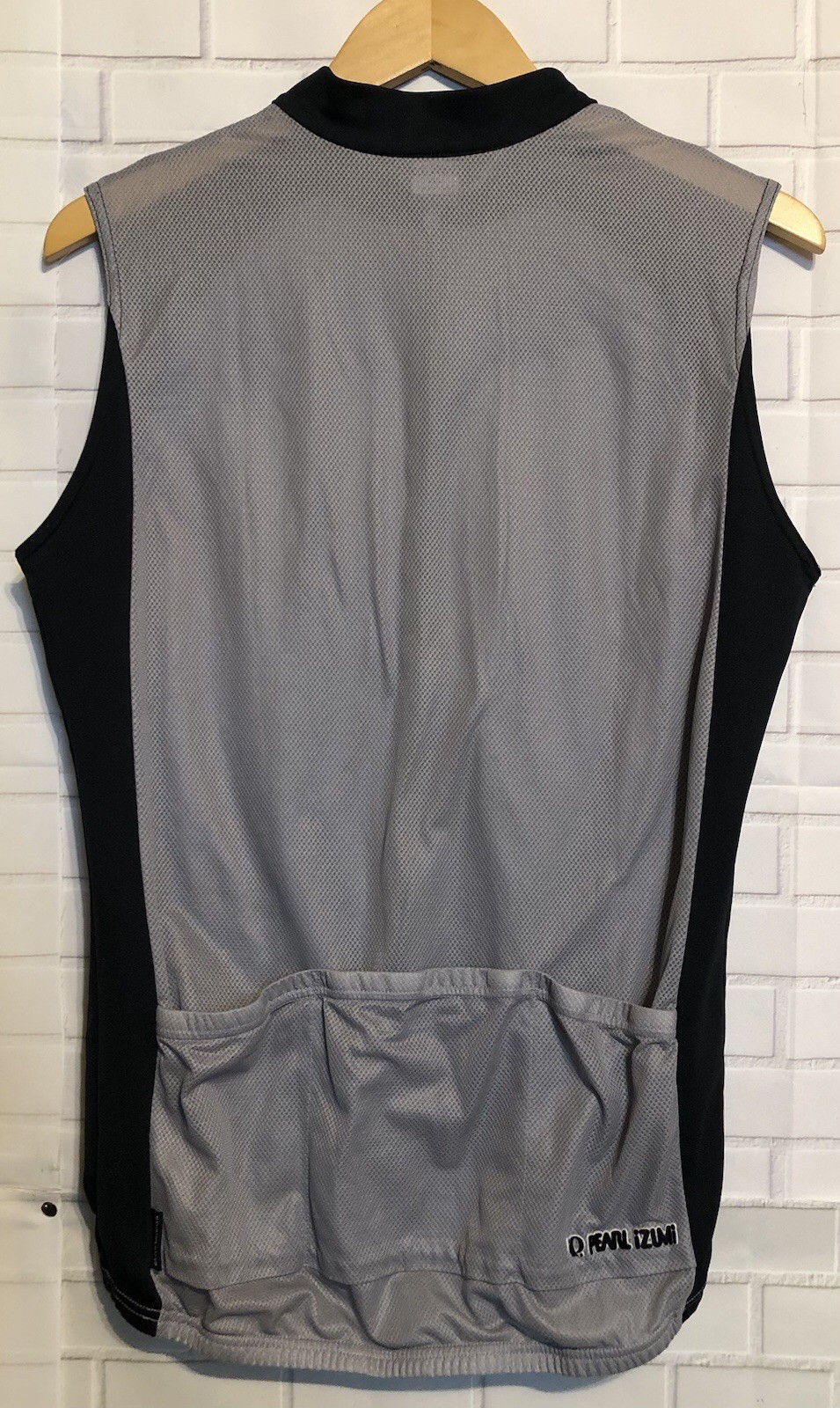 Vintage Pearl Uzumi Gray Black Sleeveless Bike Cycle Cycling Zip Jersey L