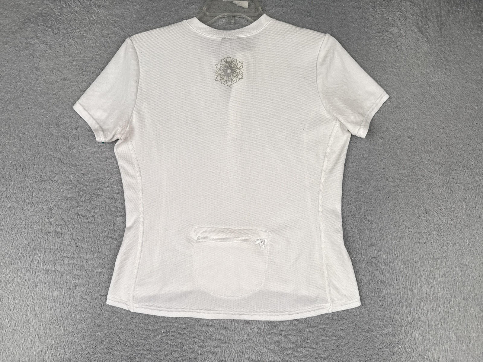 REI Cycling Jersey Womens Medium White Short Sleeve 1/4 Zip Pockets Bike Top