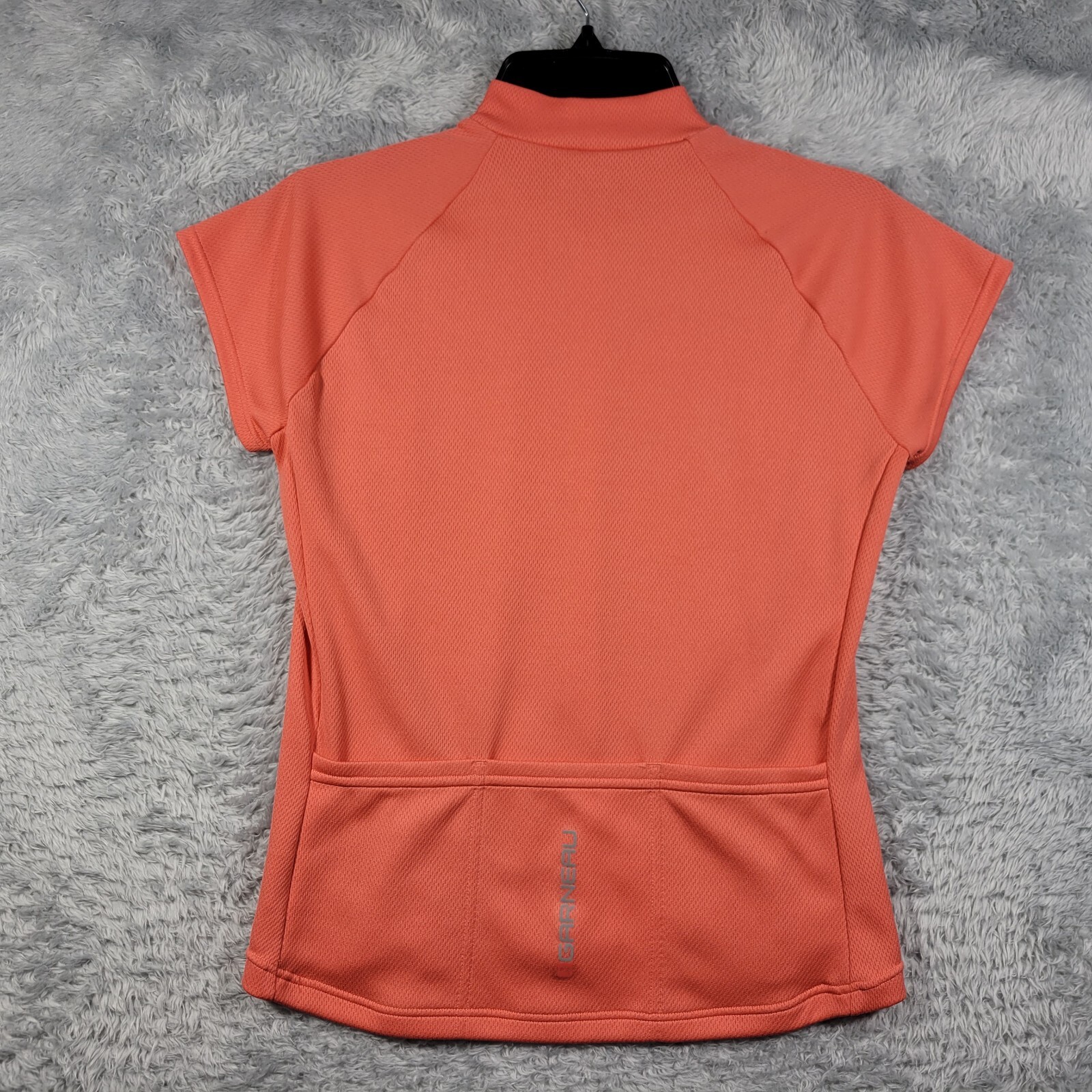 Louis Garneau Cycling Shirt Women Medium Peach Orange 1/2 Zip Up Pocket
