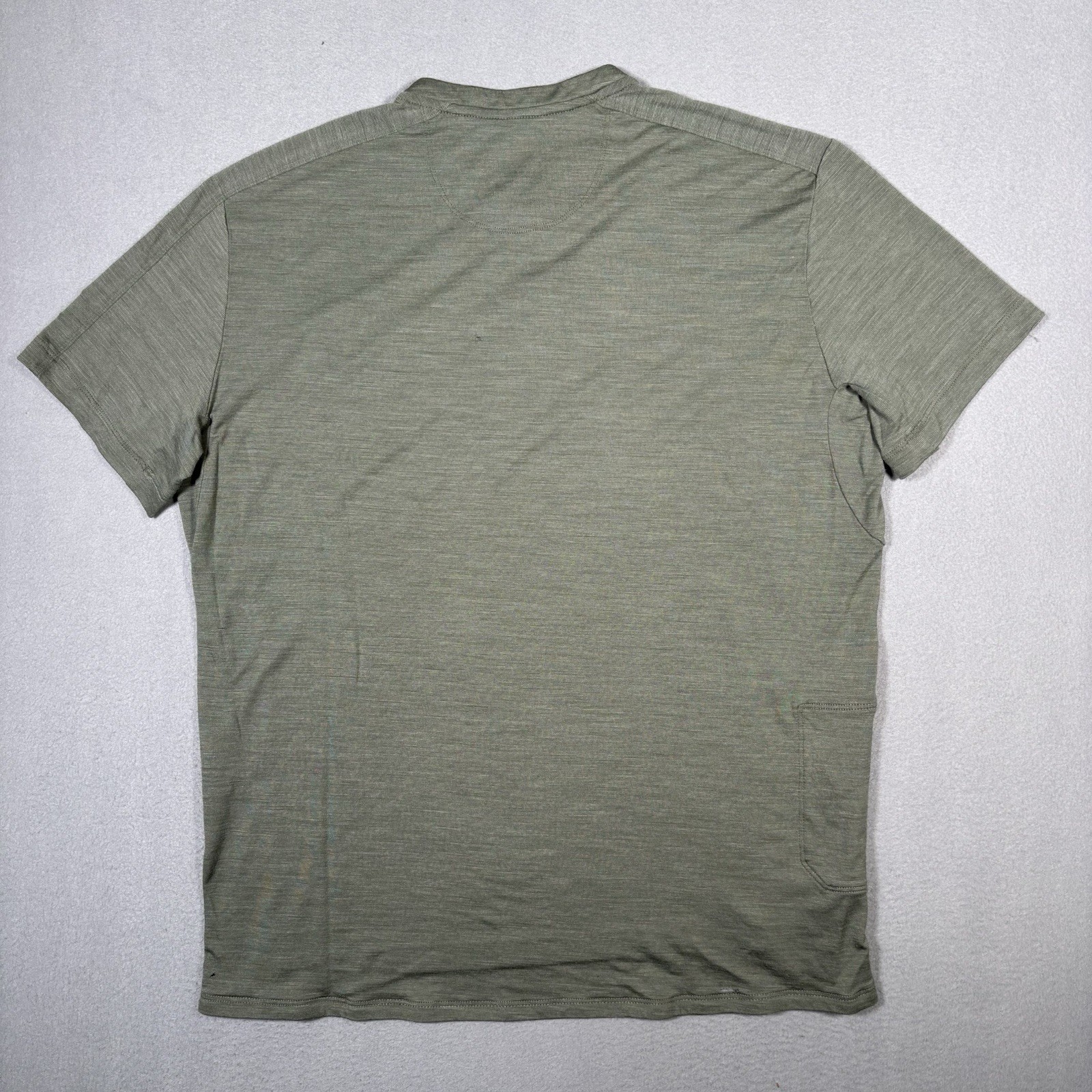 Kitsbow Kyber Collared Henley Shirt Men’s Large Heather Green Merino Wool Holes
