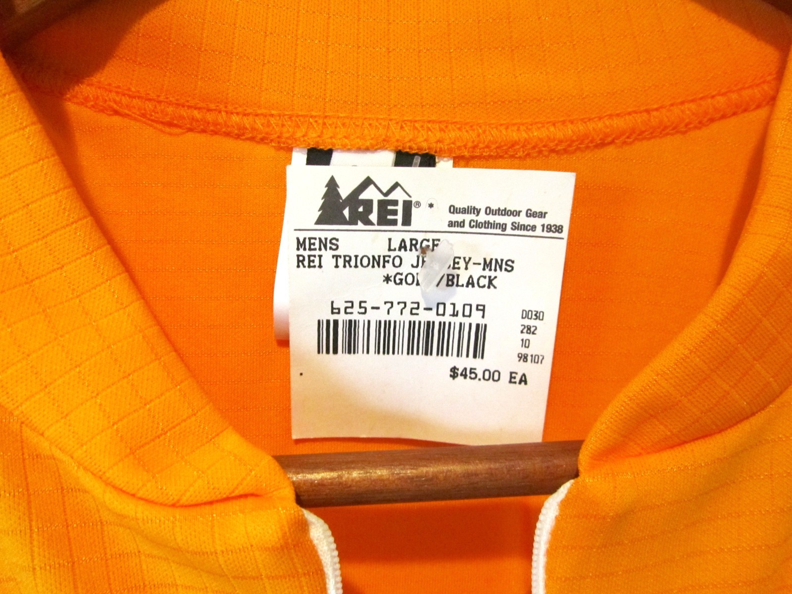 Rare Vintage REI Trionfo Men’s Cycling Jersey, Gold/Black (Orange), USA – NWT