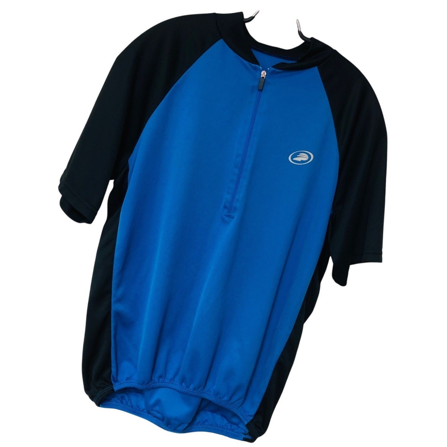 Free Wear Mens Cycling Jersey Shirt M Pockets Biking Blue Compression 1/2 Zip