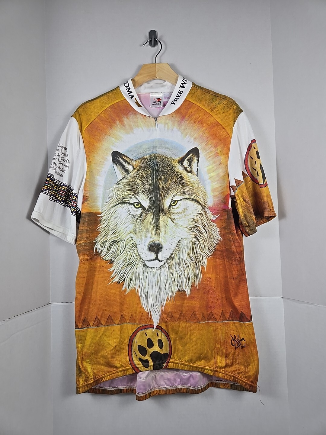 Vintage Aussie Graphic Cycling Shirt – Native Wolf Y2K 1999 – Men’s Size XXL
