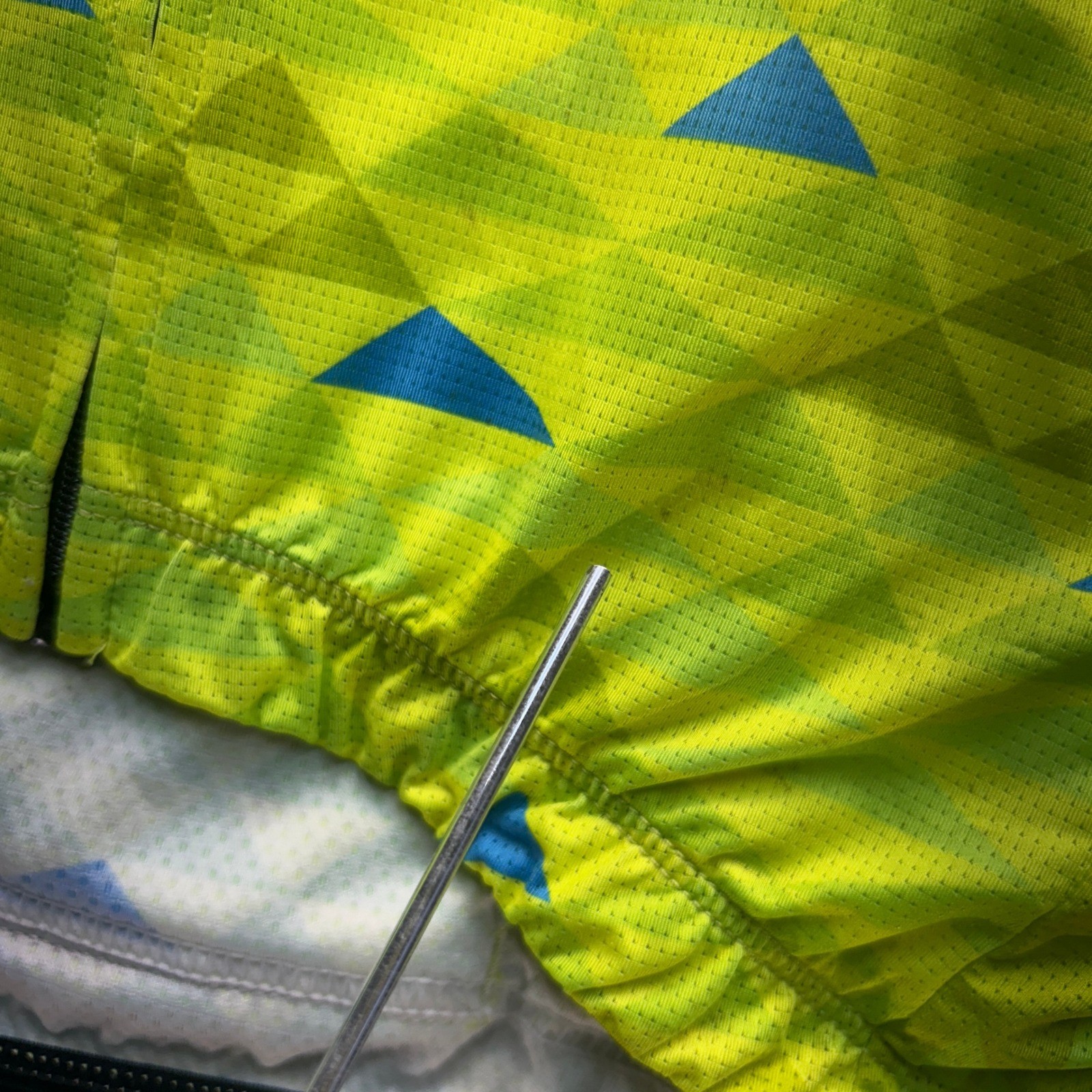 Pactimo Mens Cycling Jersey Medium Neon Yellow Green Geometric Short Sleeve Zip