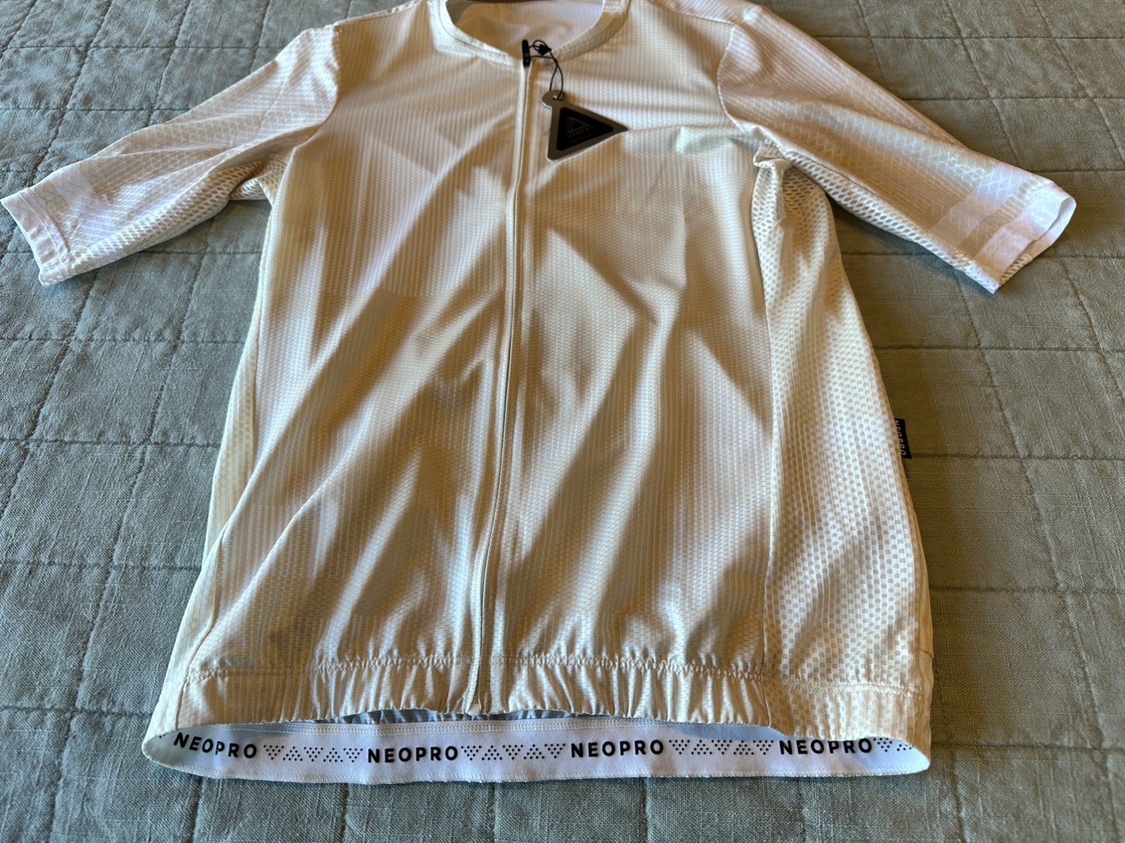 NEOPRO Cycling Jersey Mens M Ivory Gold Stripe Short Sleeve Full Zip
