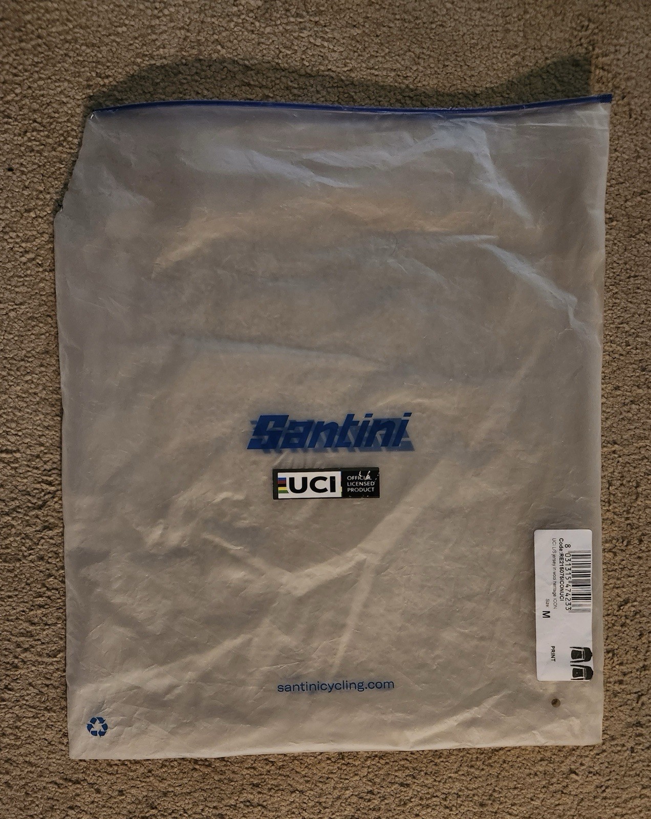 Santini 100% Superfine Merino Wool UCI Long Sleeve Çycling Jersey Men’s Medium