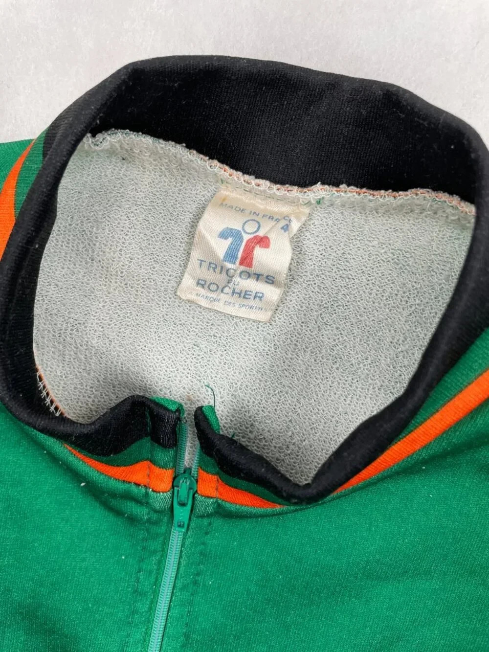 Vintage 90s Tricots du Rocher France J. Meyer Cycling Jersey Green Men’s L