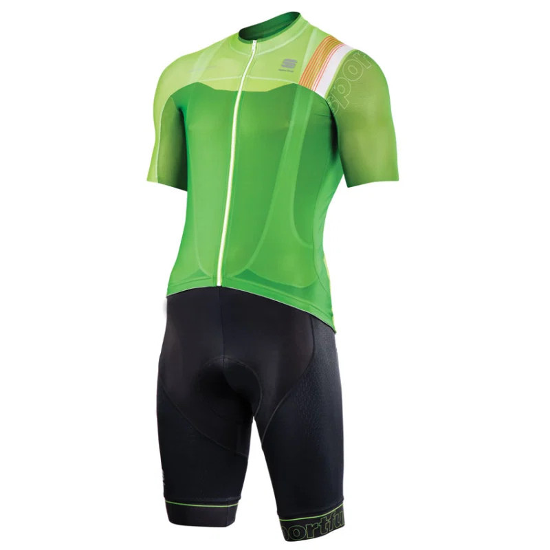 Sportful Mens Bodyfit Pro Cycling Jersey Size S M L Full Zip Green Short Sleeve