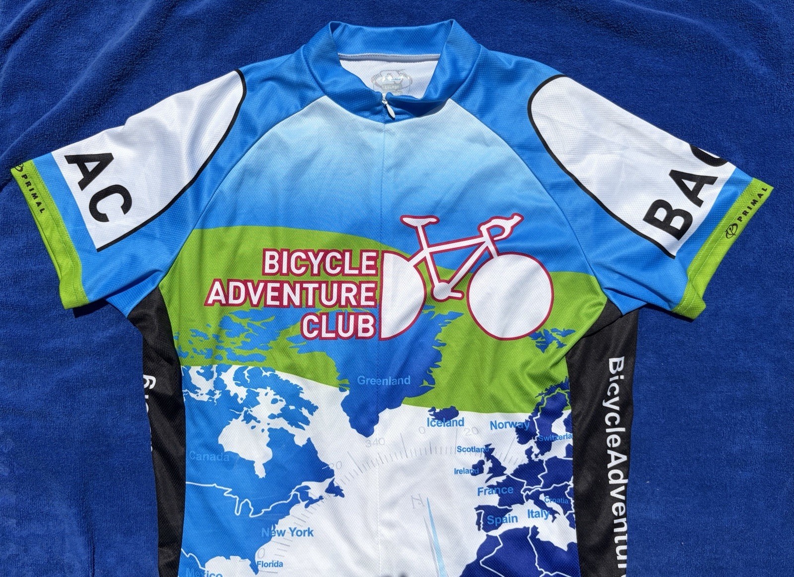 Women’s XXL Bicycle Adventures Club Primal Cycling Shirt World Map