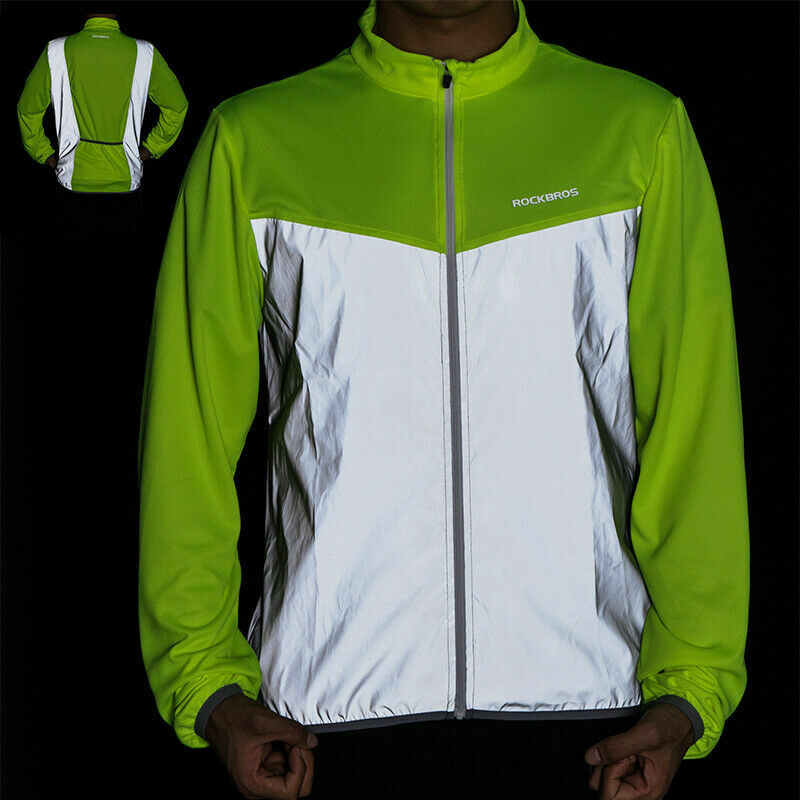 ROCKBROS Jacket Cycling Clothing Sports Reflective Safty Wind Coat Jersey Green