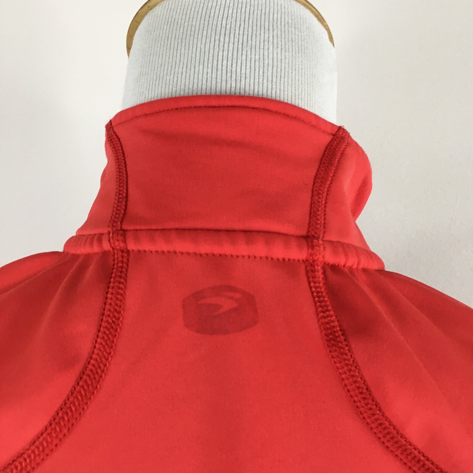 SUGOI sz Small Dark Orange Gray Trim Zip Pocket Cycling Biking Pullover Shirt