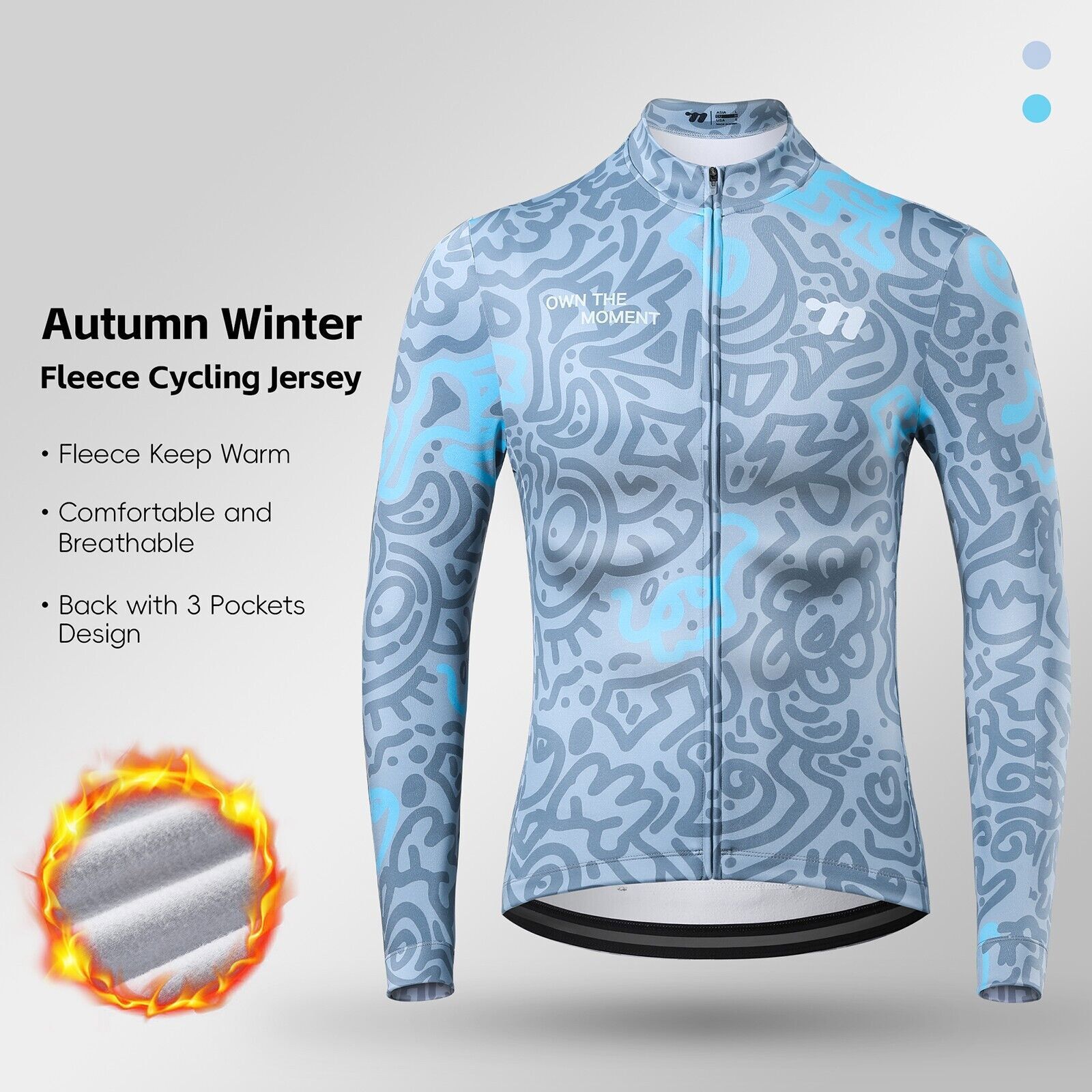 Fleece Long Sleeve Cycling Jersey Windproof And Warm Male Bike Cycling Jersey