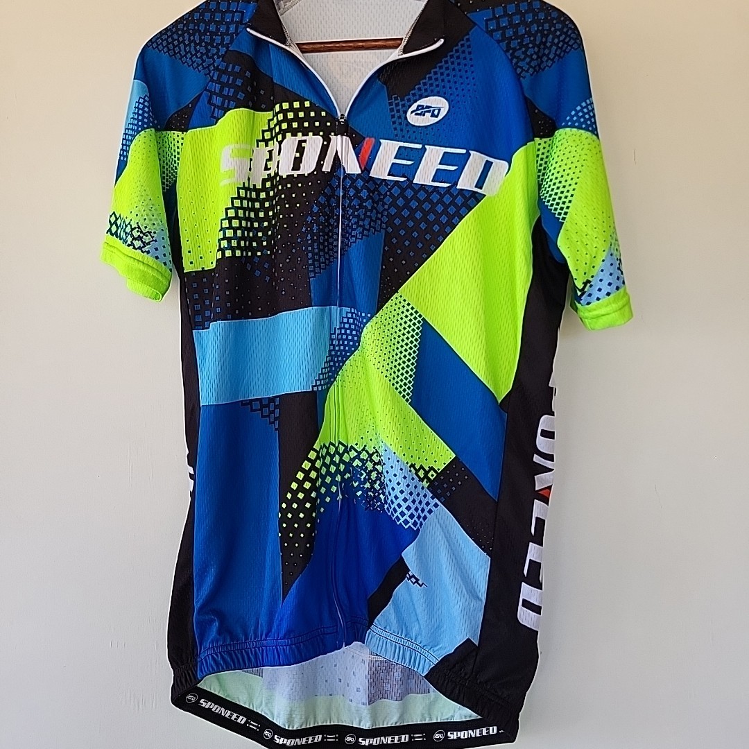 Sponeed Cycling Jersey top Mens / Womens XL Full Zip Black, Green, Blue, White