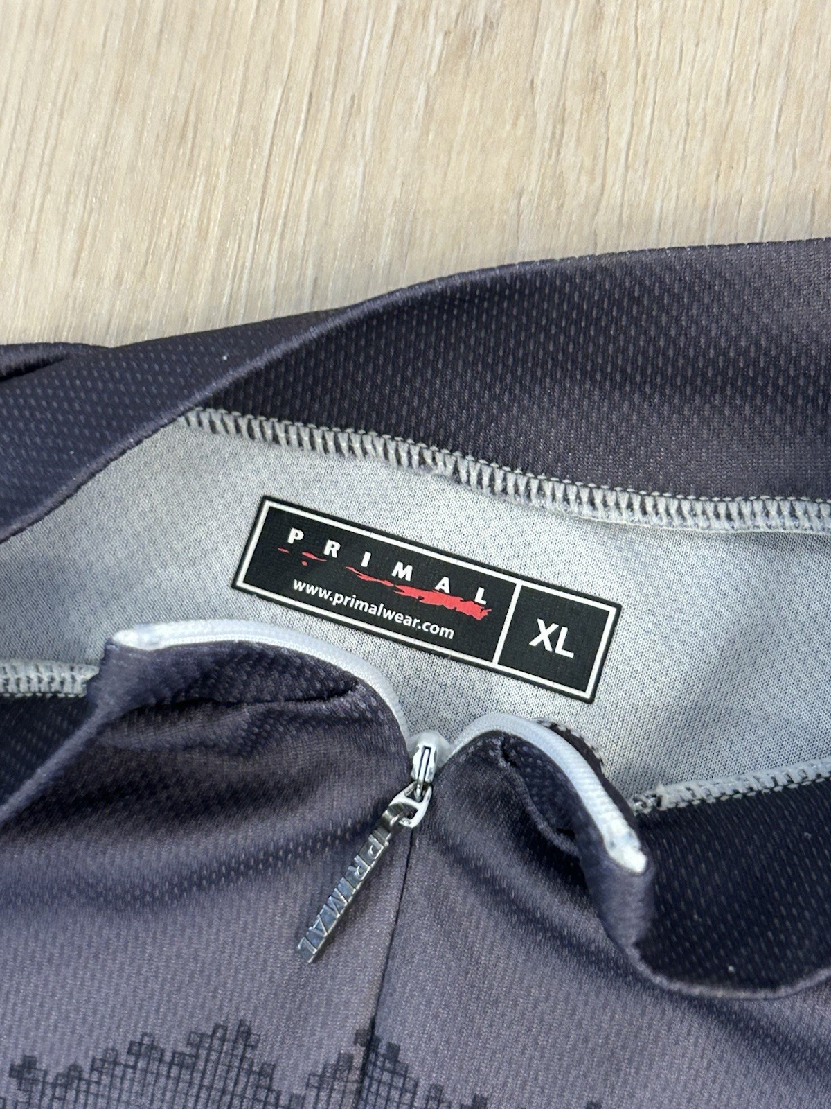Primal Wear Jersey Mens XL Gray Black Skeleton Rider Cycling Full Zip Stretch