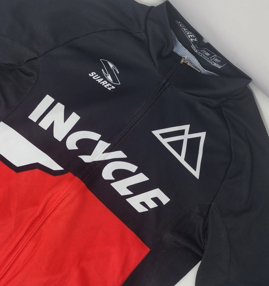 Suarez Incycle Cycling Jersey Men’s Small Black and Red Full Zip EUC