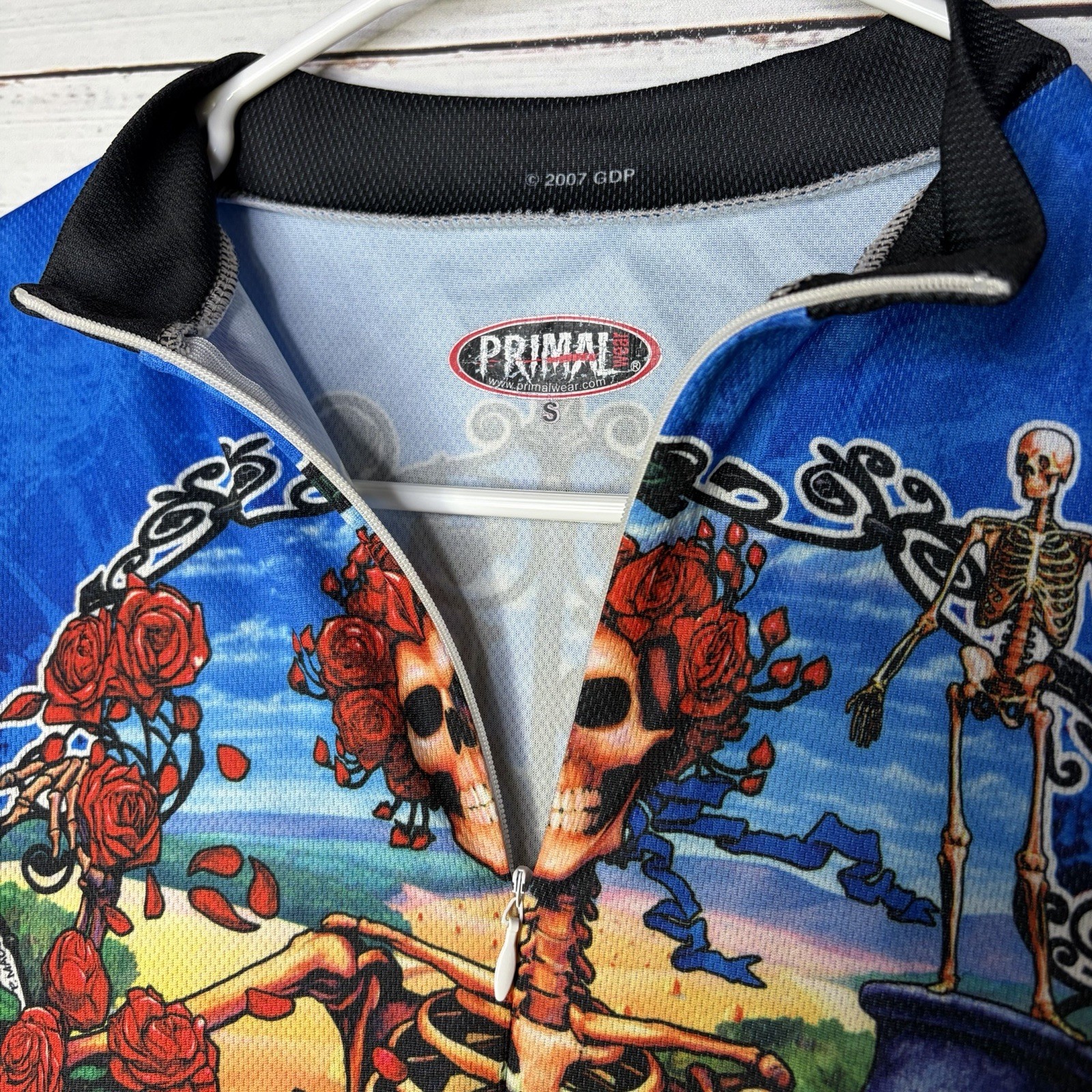Primal Wear Grateful Dead Cycling Jersey Shirt Full Zip Skeleton Bertha Small