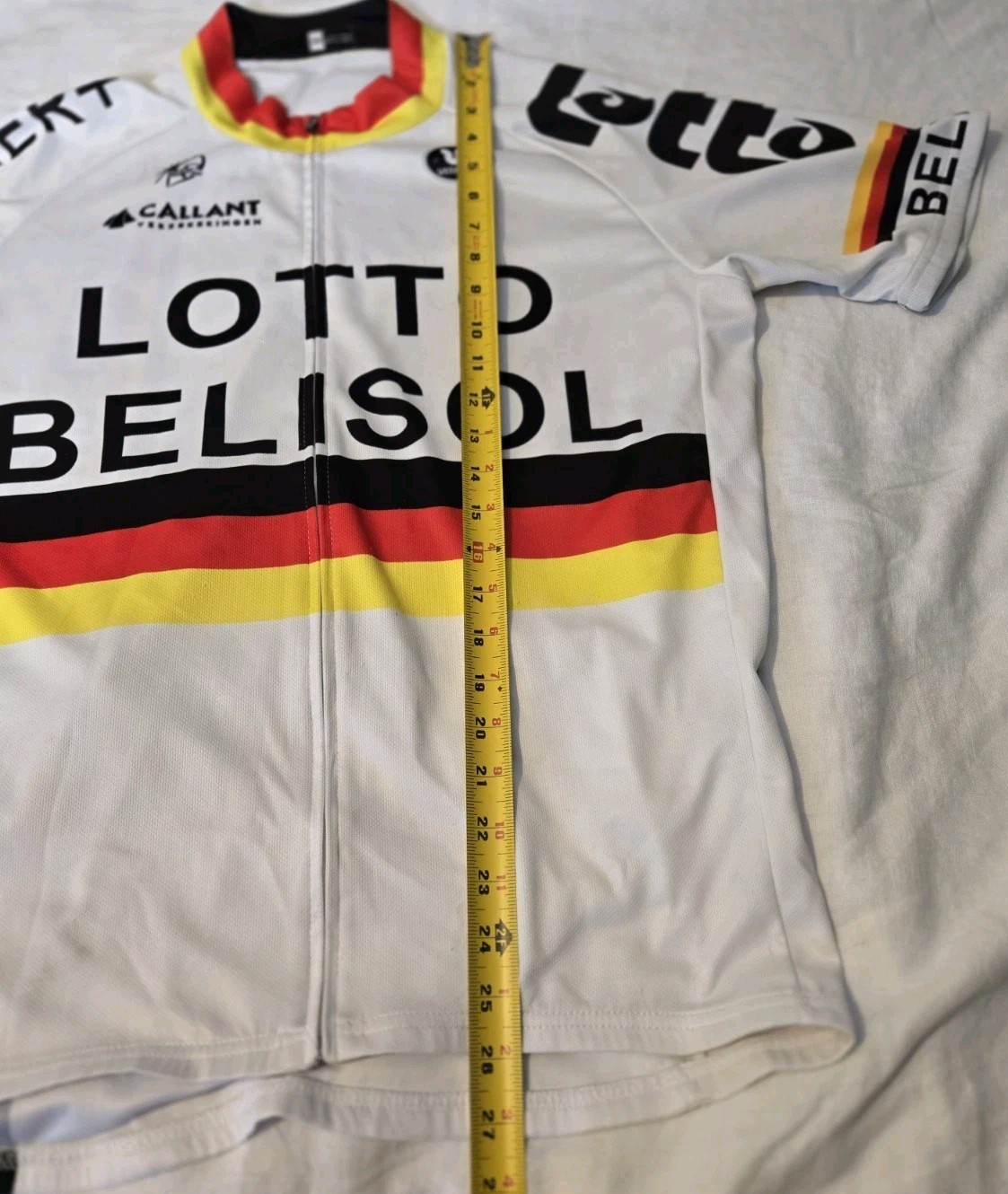 Lotto Belisol Cycling Jersey XXL White Red Yellow Black 100% Polyester Pro Team