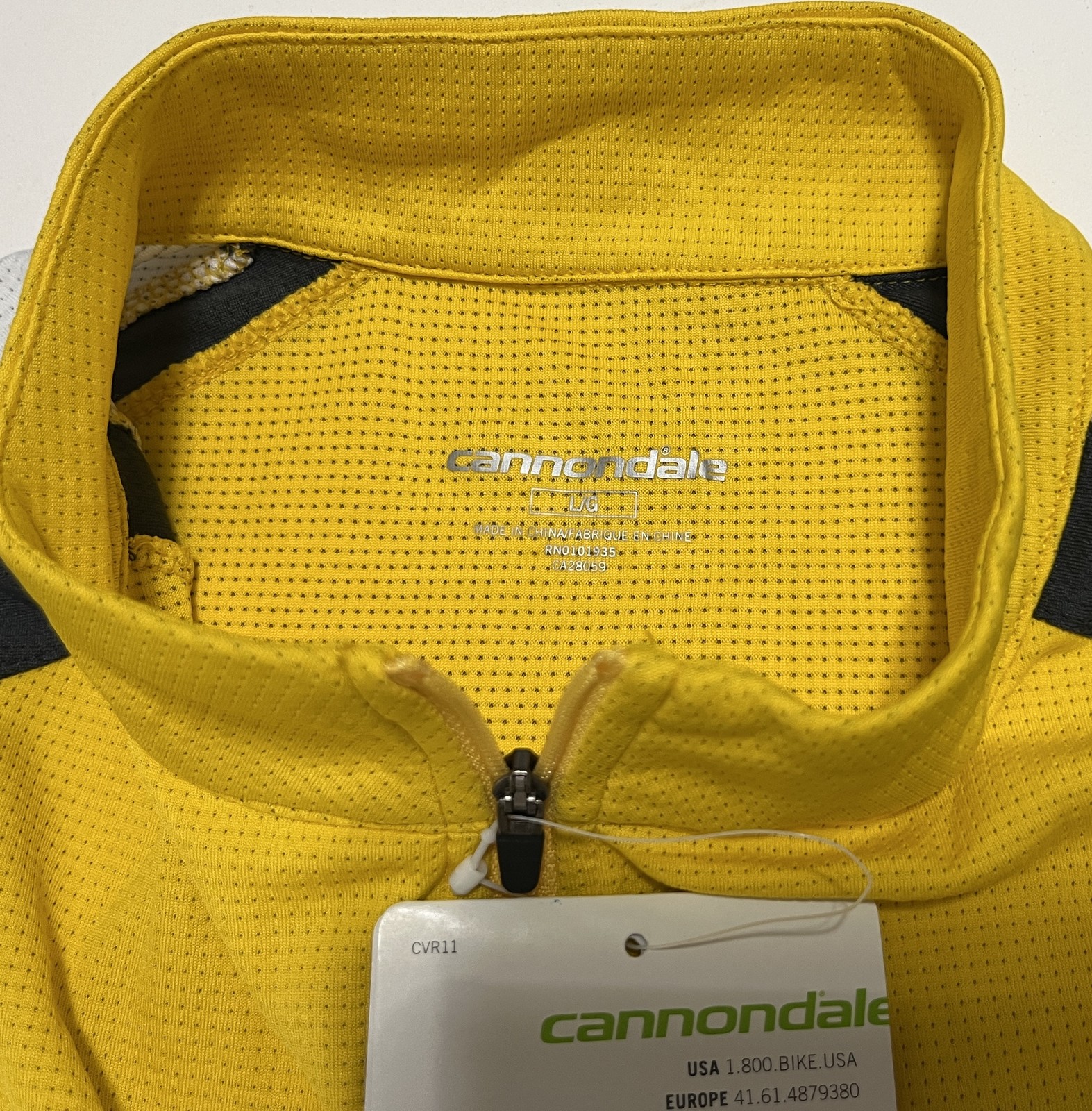 Cannondale RE-SPUN Cycling Jersey Men’s Large Yellow Short Sleeve Relaxed Fit