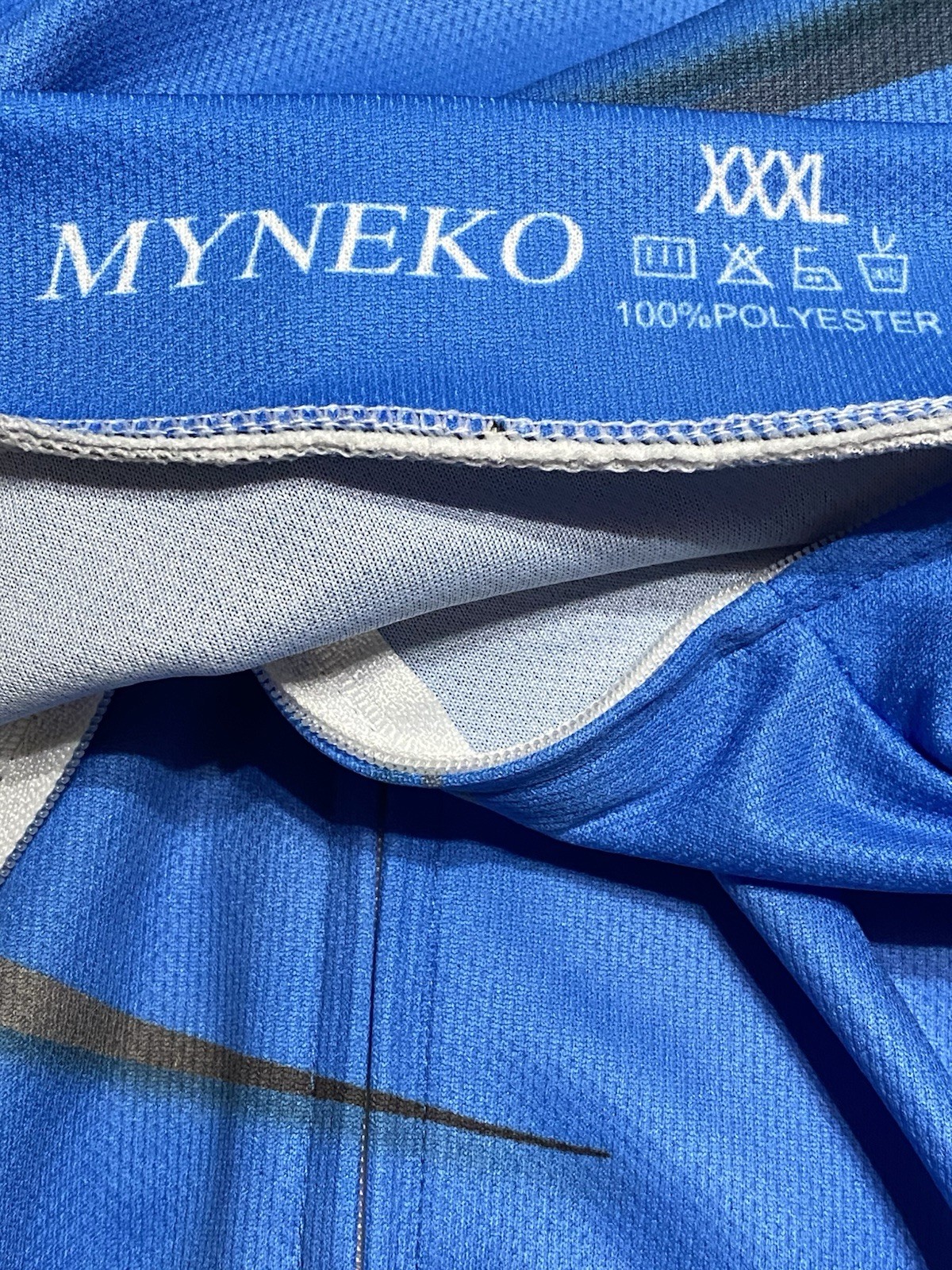 Myneko Bicycle Jersey Mens XXXL 100% Polyester Full Zip Blue/Gray/White