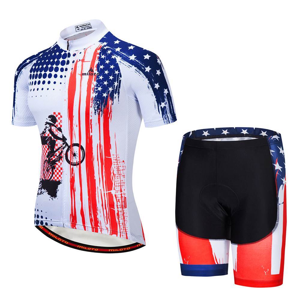 Men’s Team Cycling Clothes Bicycle Jersey and Padded (Bib) Shorts Kit Reflective