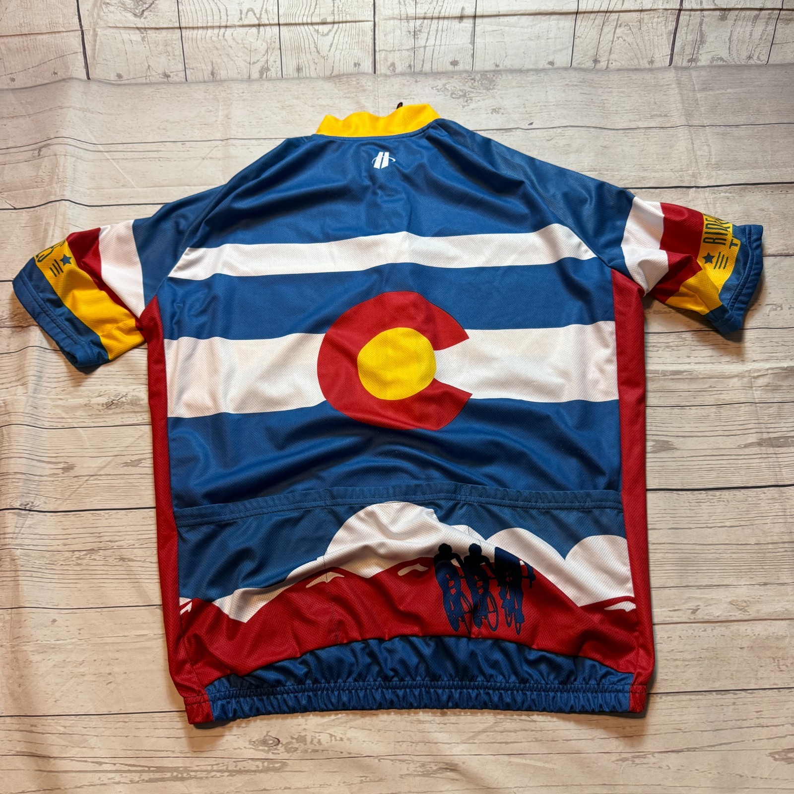 Ride the Rockies Colorado Cycling Jersey Shirt Blue Red by Hincapie Men’s Size L