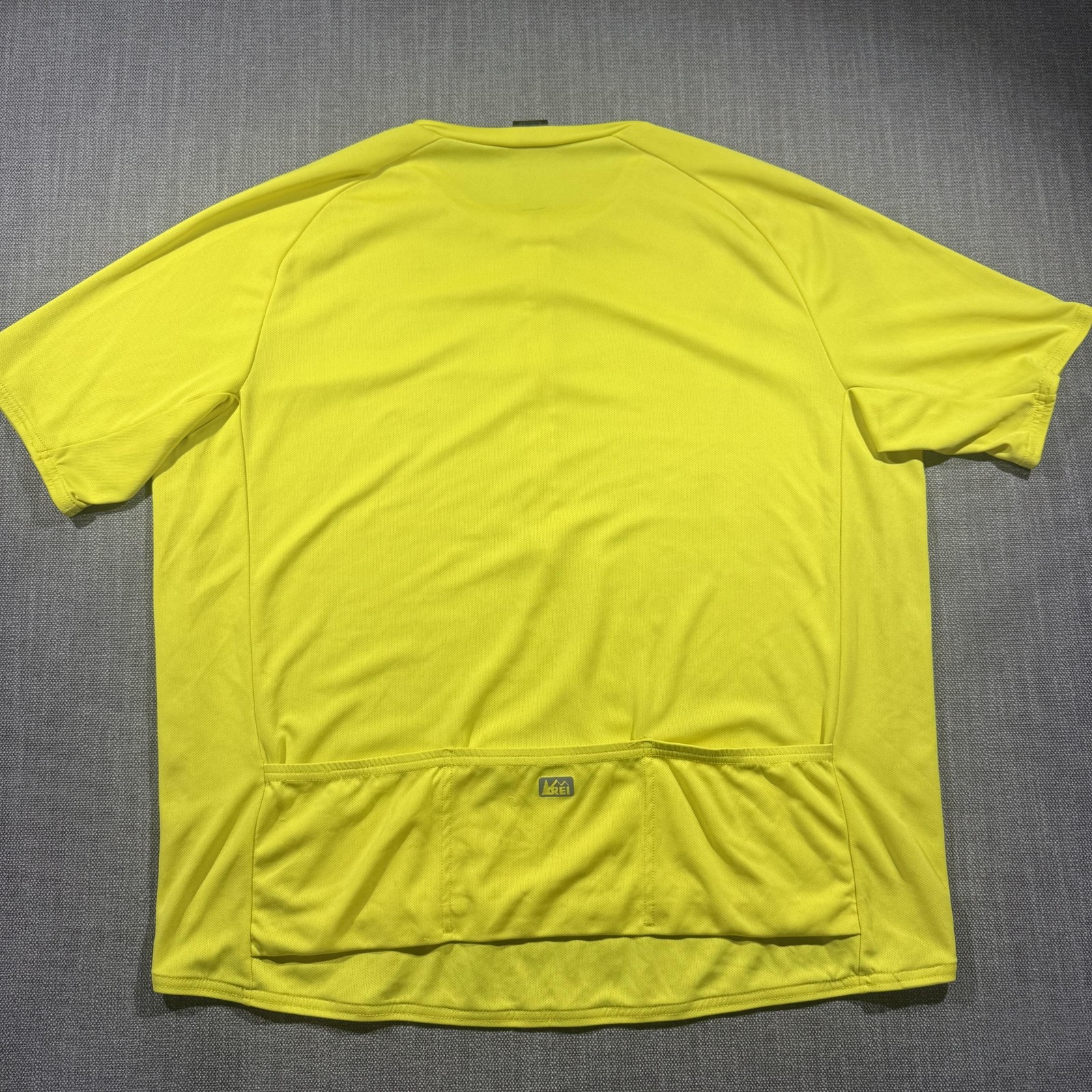 REI Cycling Jersey Shirt Mens XXL Yellow Half Zip Pockets High Visibility