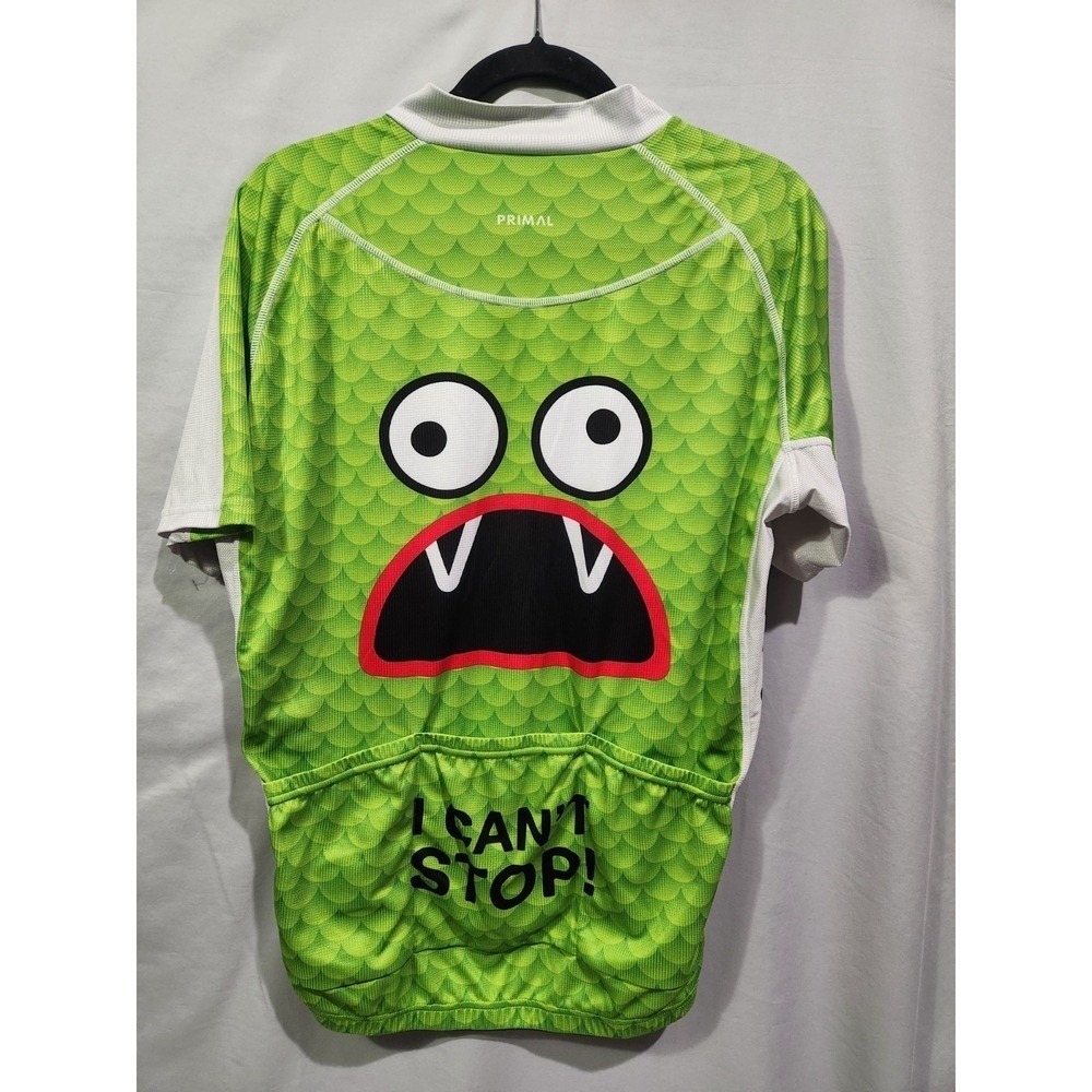 Primal Wear Cycling Jersey Mens 2XL White Green Monster On Your Left Excellent