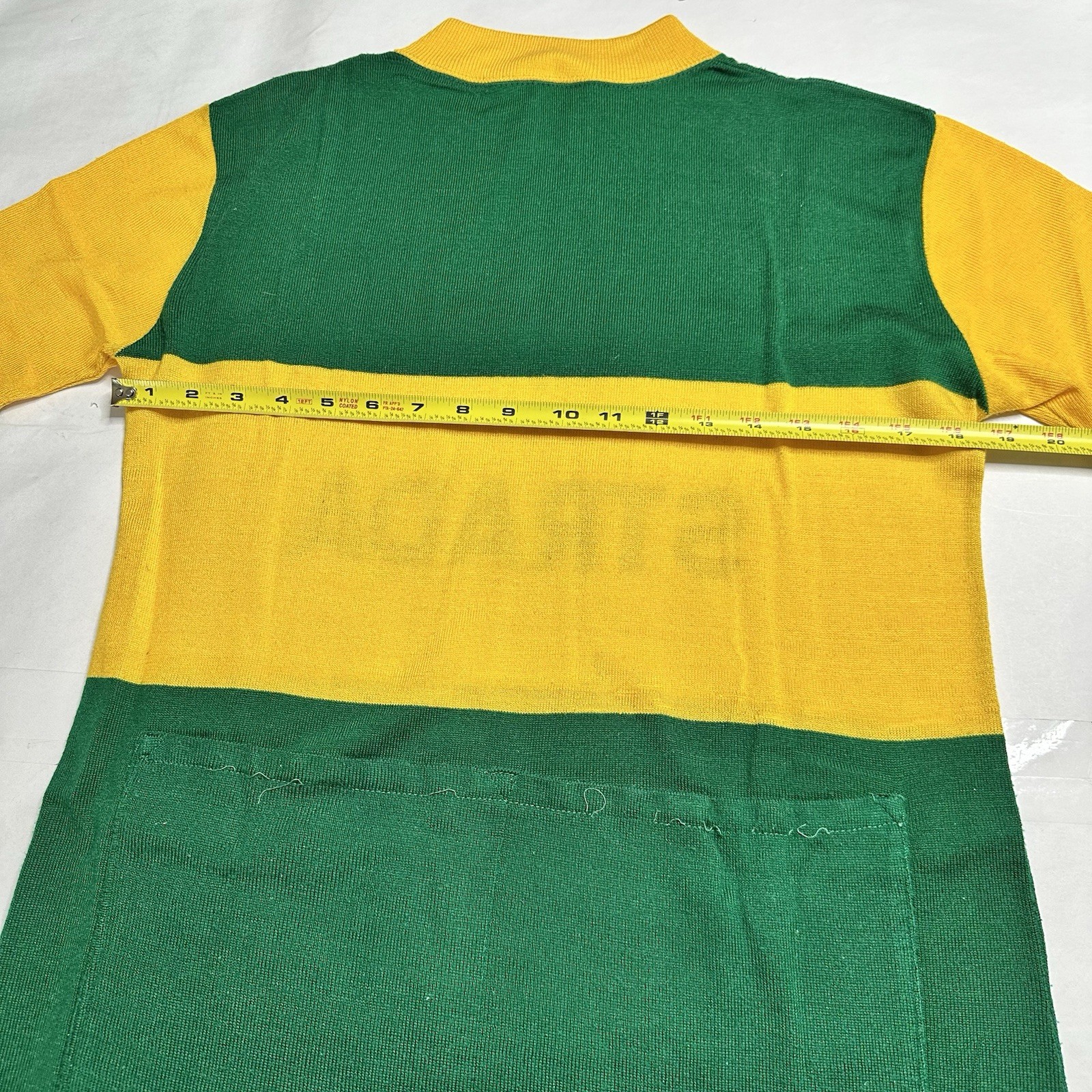 Vintage Wool Cycling Jersey (Chest 37) Stripes STRADA Green Yellow