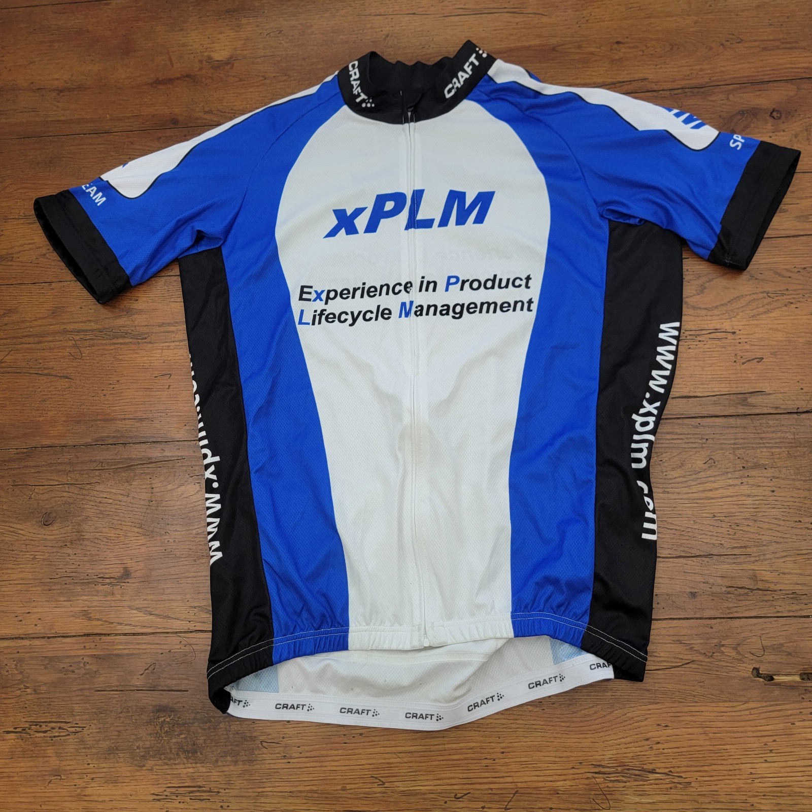 Craft Mens XL Cycling Jersey 21.5″ P2P Blue xPLM Team Full Zip