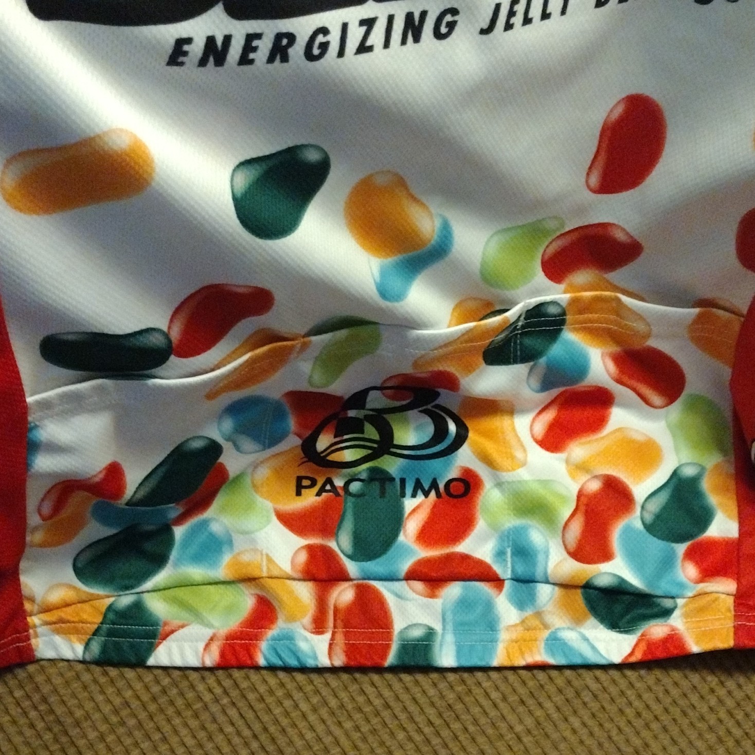 Pactimo Sport Beans Jelly Belly Cycling Jersey L Short Sleeve Zip Pockets