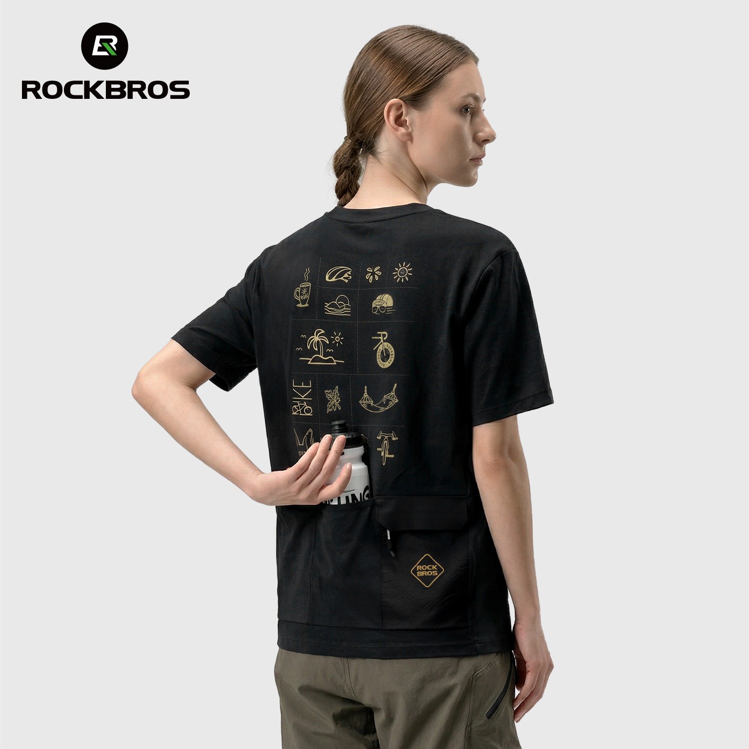 ROCKBROS Sports T-Shirt Cycling Breathable Urban Daily Wear Unisex Soft Top Tee