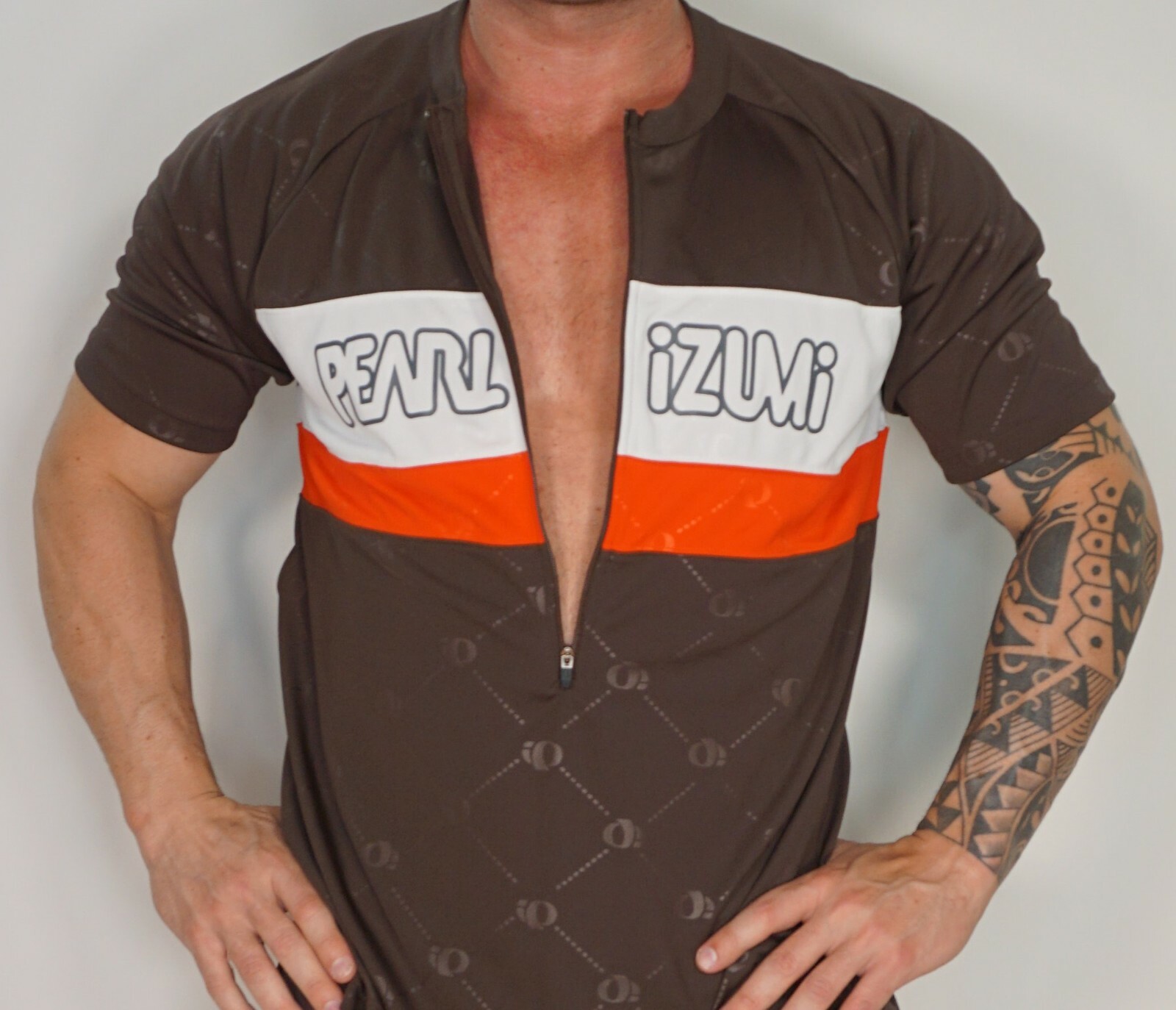 MEN’S PEARL IZUMI BROWN ZIP NECK CYCLING SHIRT XL