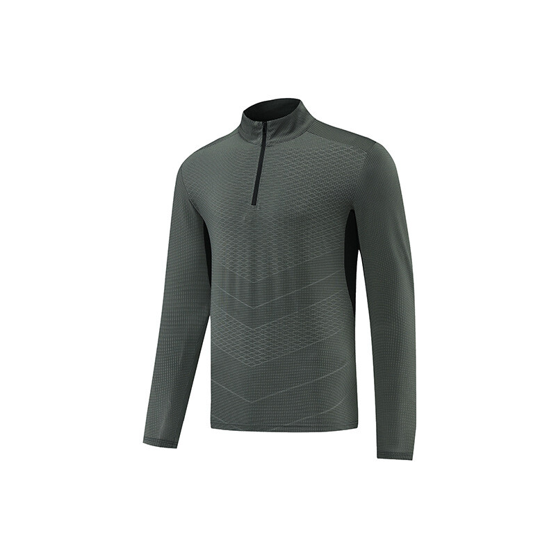 Men’s Stand Collar Fitness Shirt High Elastic Quick Drying Long Sleeve T-shirt
