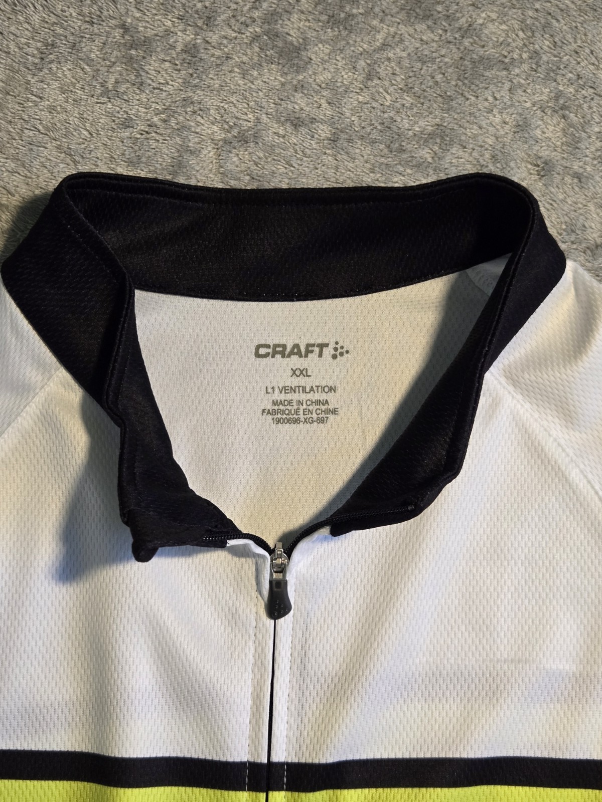 Craft Cycling Jersey Mens XXL White Black Hi Vis Yellow Full Zip Short Sleeve…
