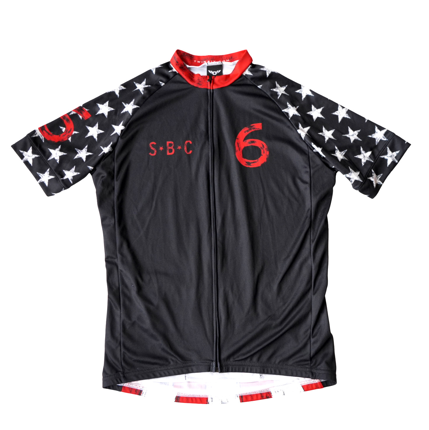 Twin Six Mens Speedy Bike Club Cycling Jersey Large Black Red Stars Stripes USA