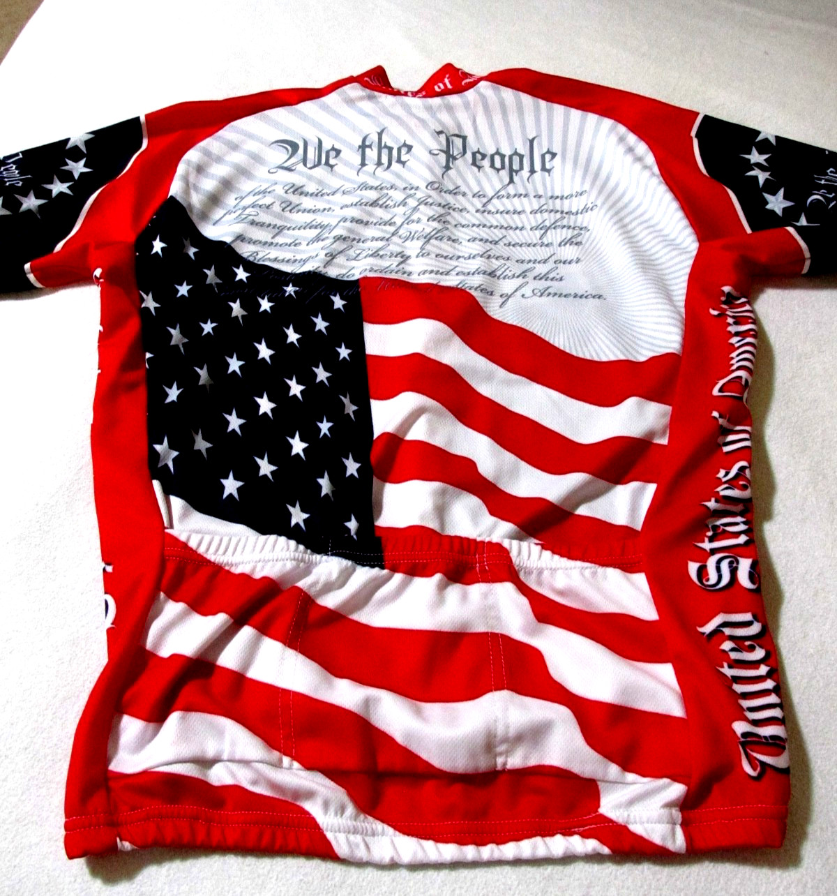 WORLD JERSEYS American Flag WE THE PEOPLE Short Sleeve Cycling Jersey sz L