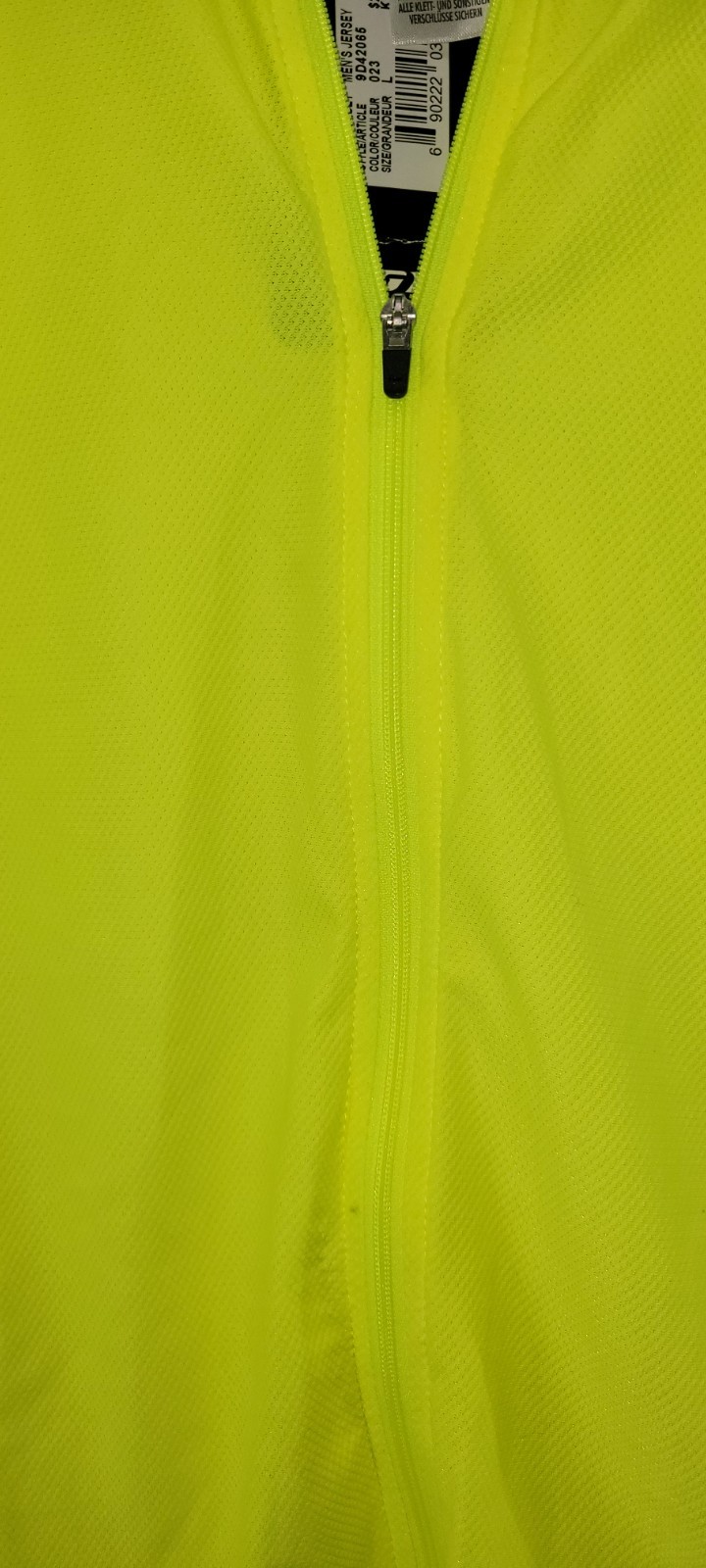 Louis Garneau Mens Large Neon Yellow Full Zip Breathable Back Pocket Race Jersey
