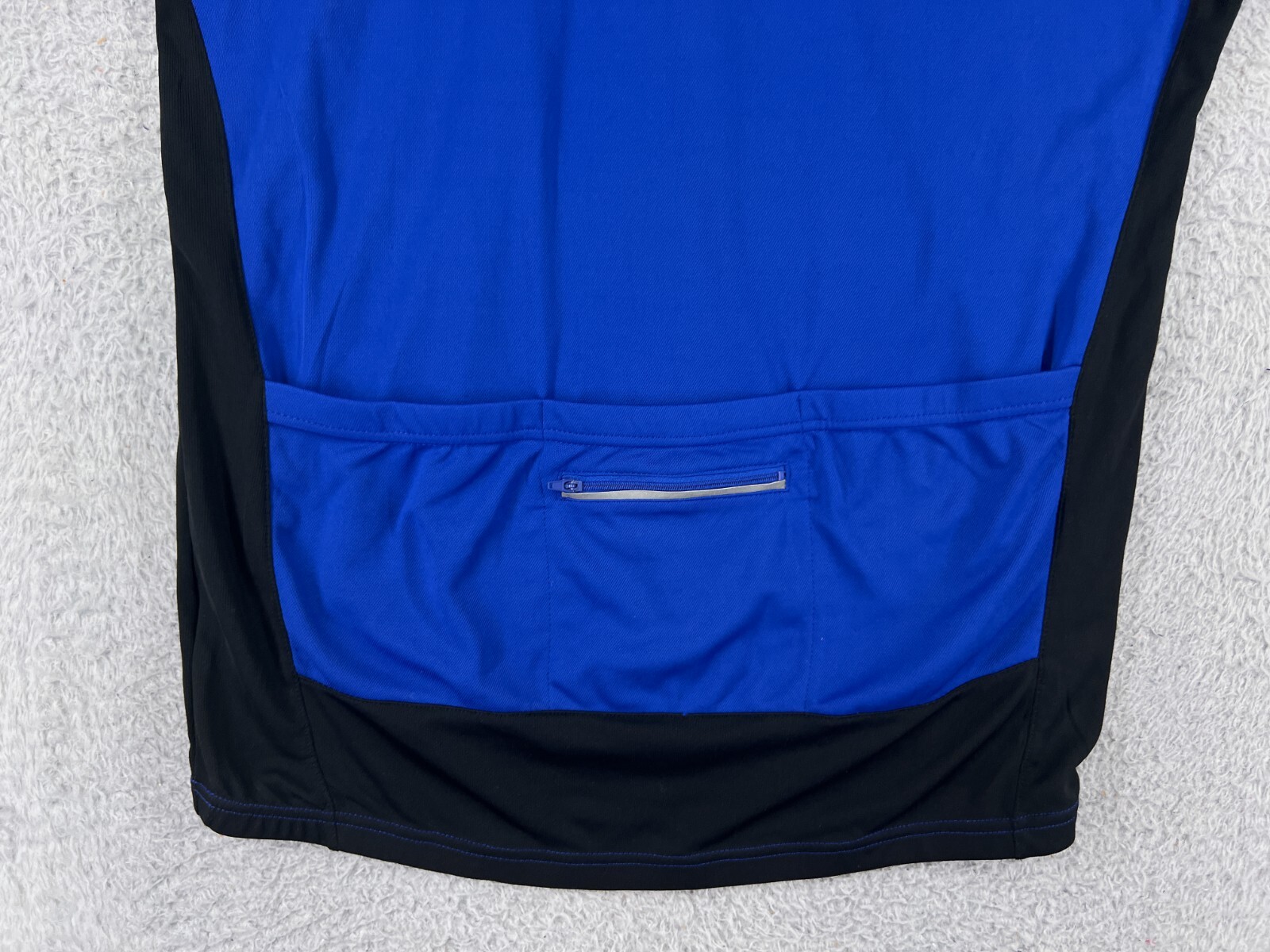 Karrimor Cycling Jersey Mens Large Blue Black Rear Pockets 100% Polyester