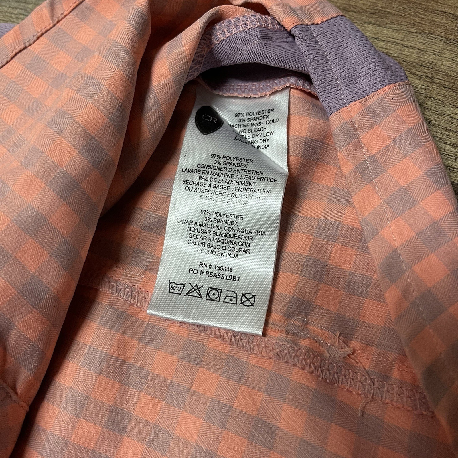 Club Ride Womens Bandara Cycling Shirt Size Small Peach Purple Plaid Side Mesh
