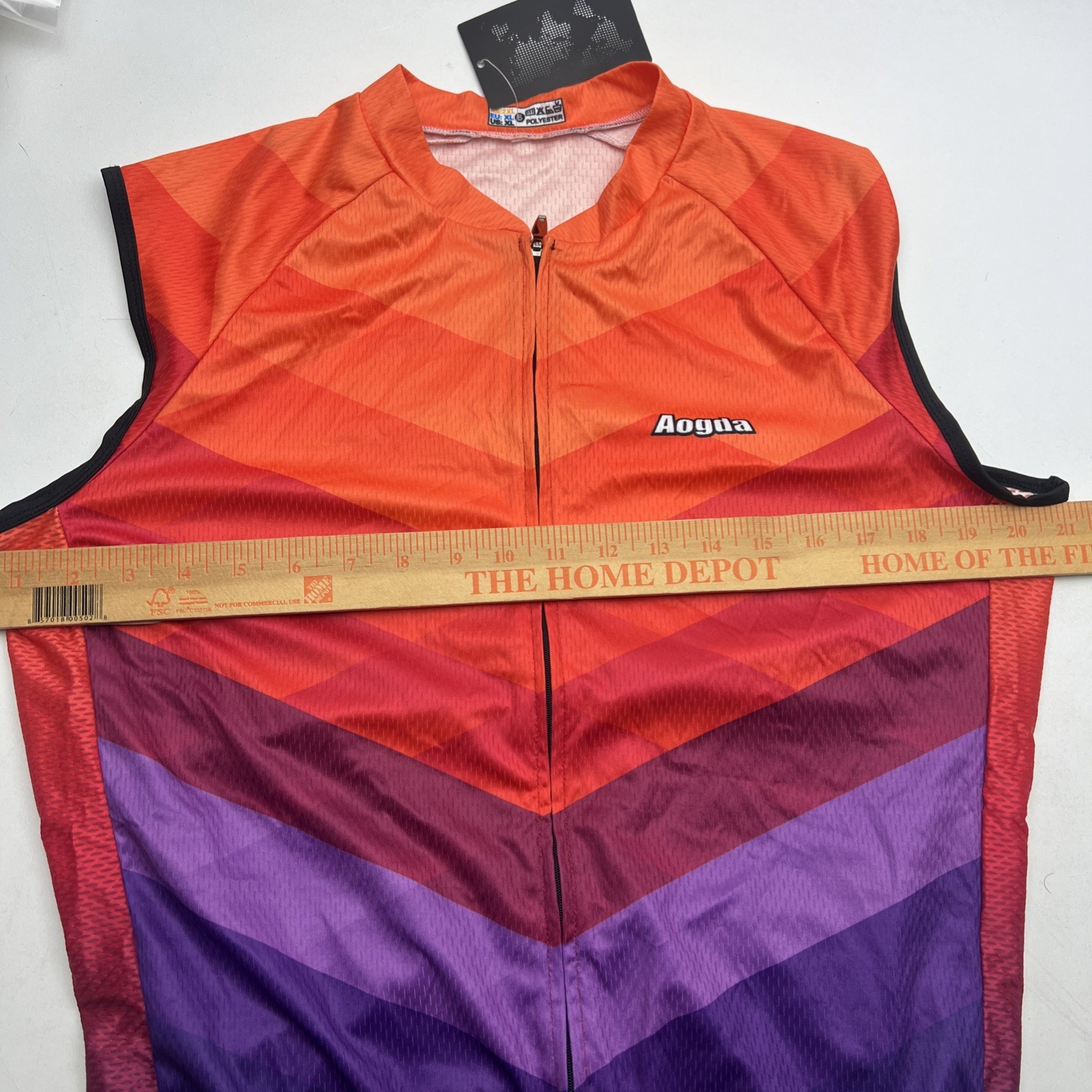 Aogda Cycling Wind Vest XL Orange Purple Full Zip Sleeveless Bike Jersey N