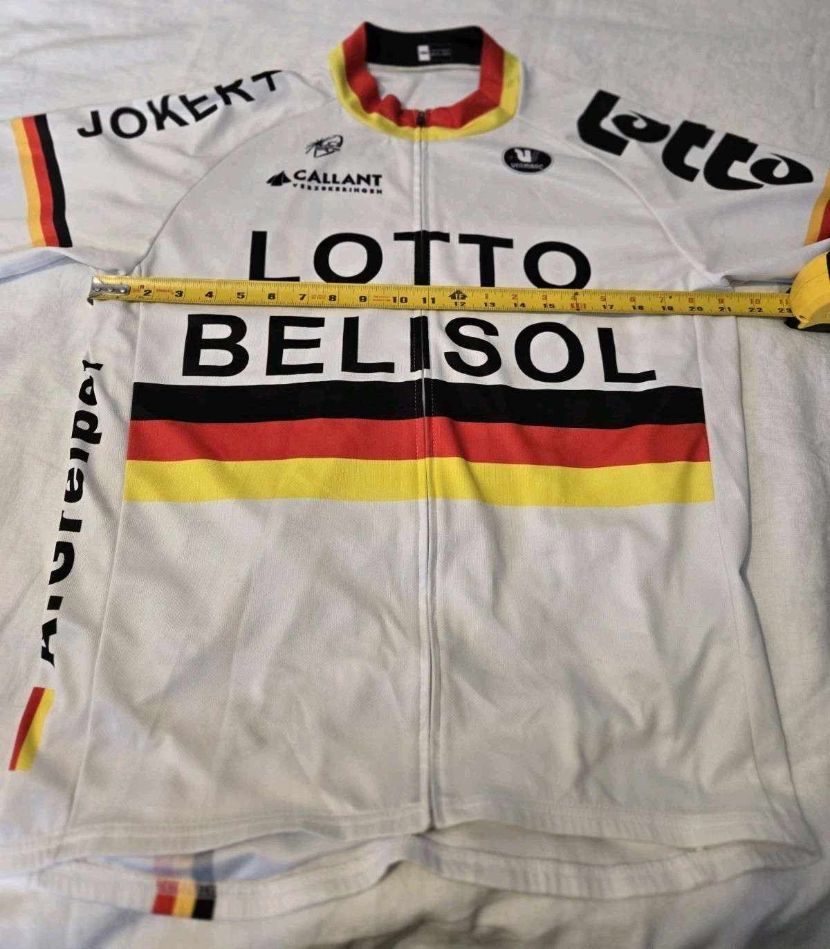 Lotto Belisol Cycling Jersey XXL White Red Yellow Black 100% Polyester Pro Team
