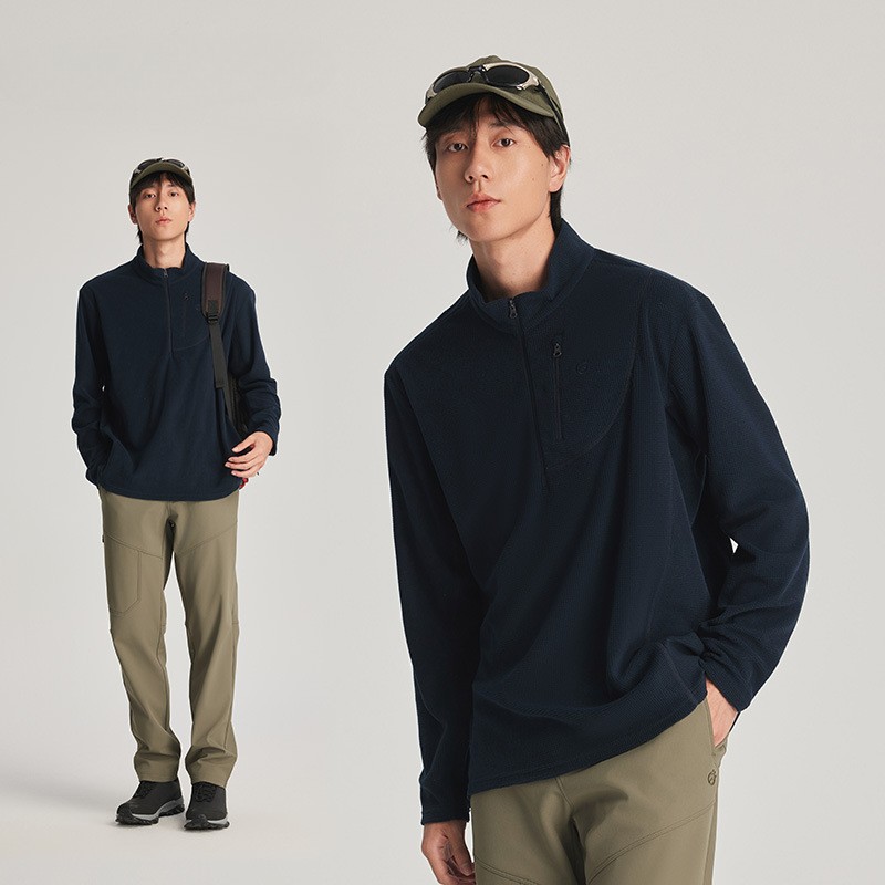 High Quality Solid Color Men’s Half Zip Sweatshirts Women’s Fleece Undershirts