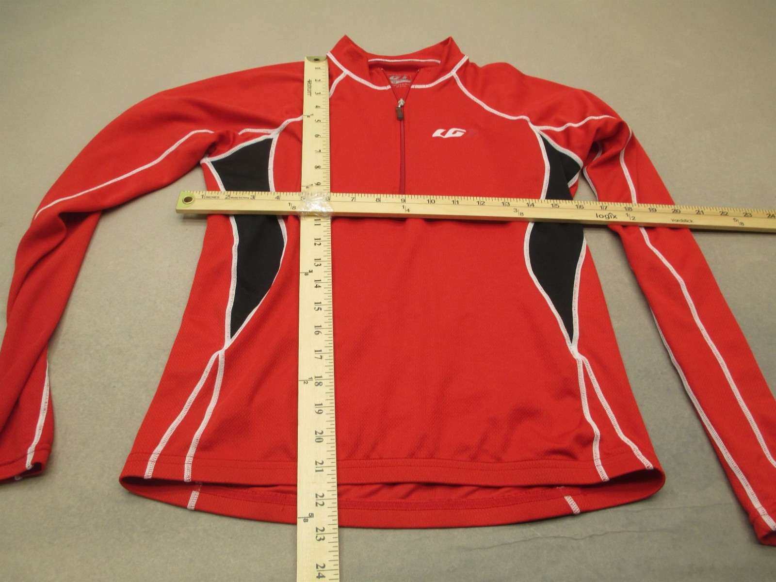 Louis Garneau Size M Womens Red Cycling Compression 1/4 Zip Long Sleeve Top 756